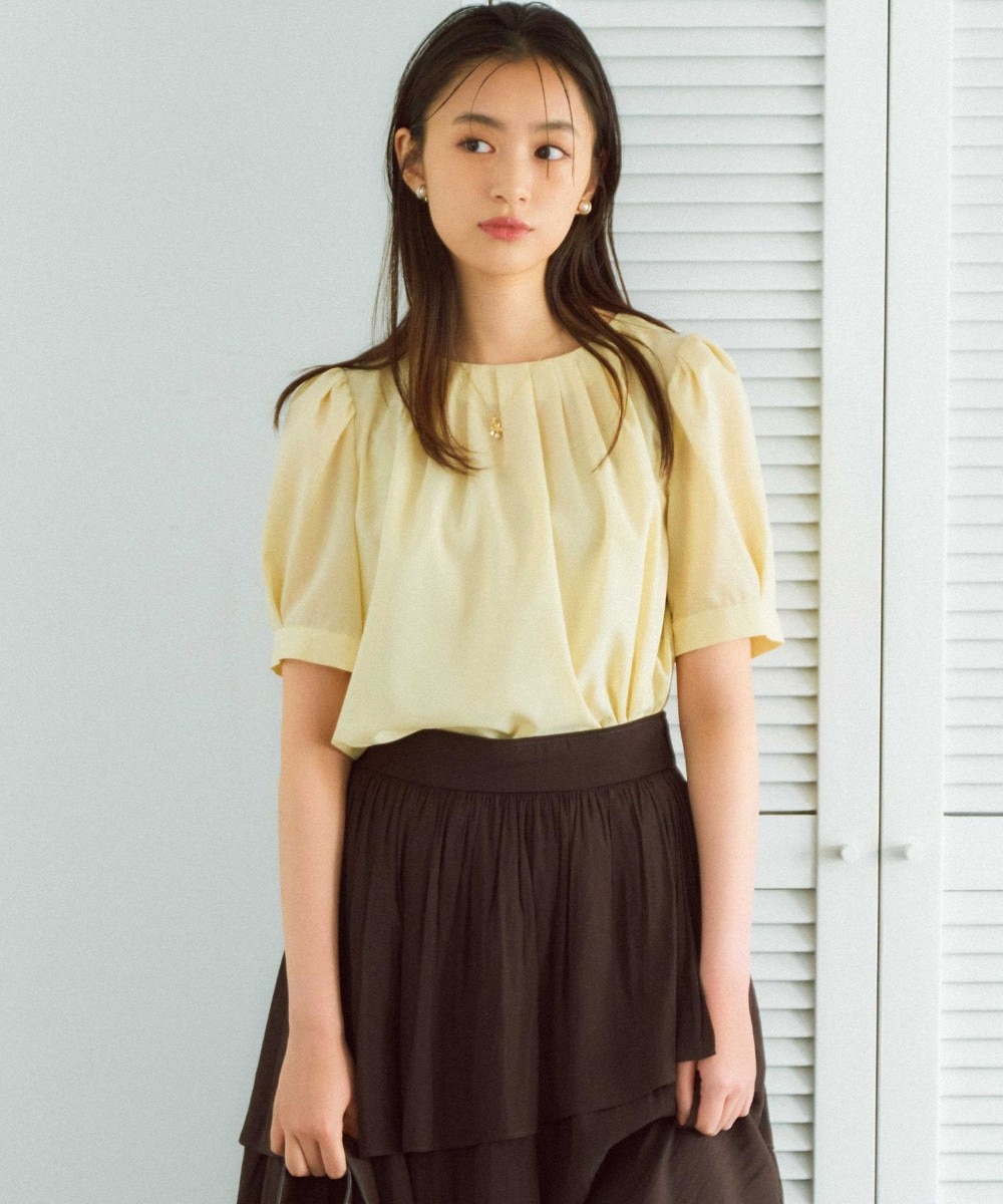【オンワード】 組曲 L(大きいサイズ)>トップス ソフトローンパフスリーブ ブラウス カスタード 6 レディース 【オンワード】 組曲 L(大きいサイズ)>トップス ソフトローンパフスリーブ ブラウス カスタード 6 レディース