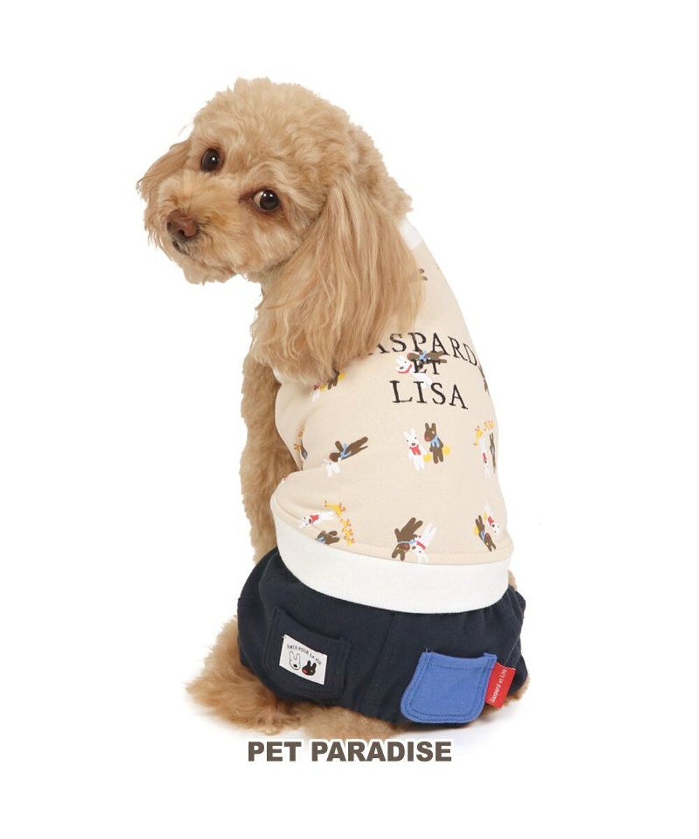PET PARADISE>ペットグッズ リサとガスパール パンツ つなぎ 【小型犬】 青ポケット ベージュ ＤＳＳ