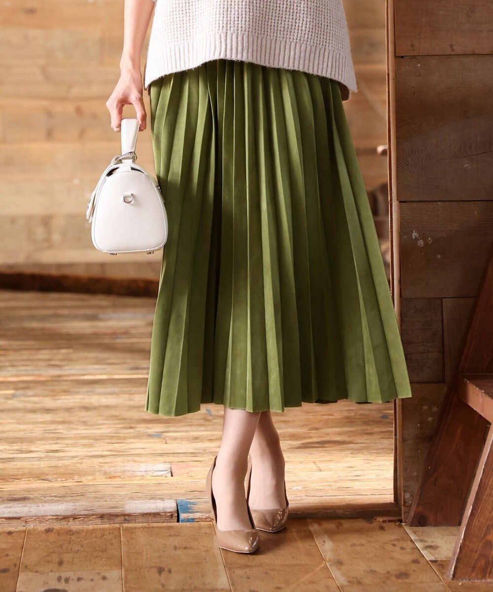 【洗える】大人上品なスエード調プリーツスカート