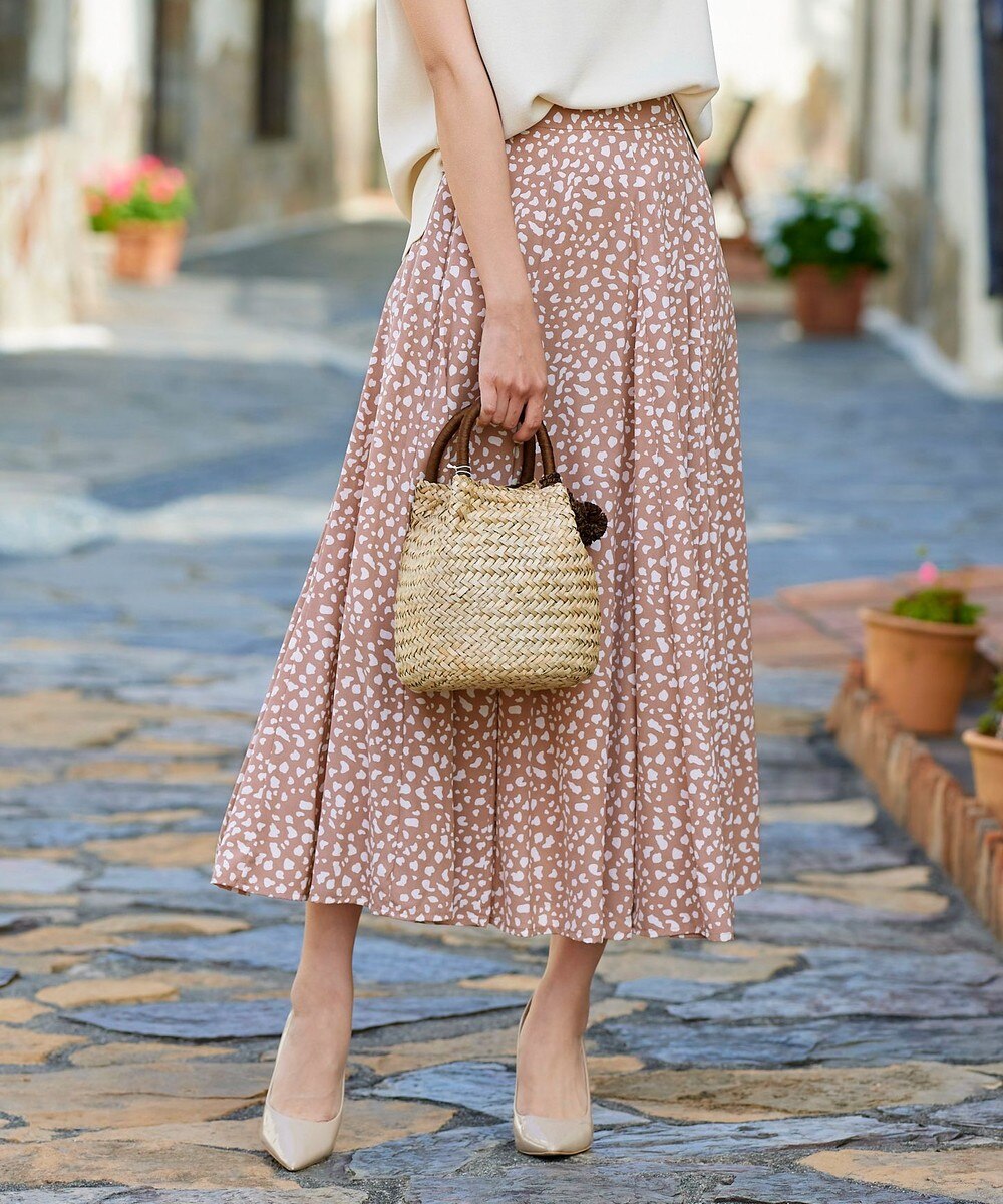 【洗える】ふんわりシルエットの三角切替柄ロングスカート