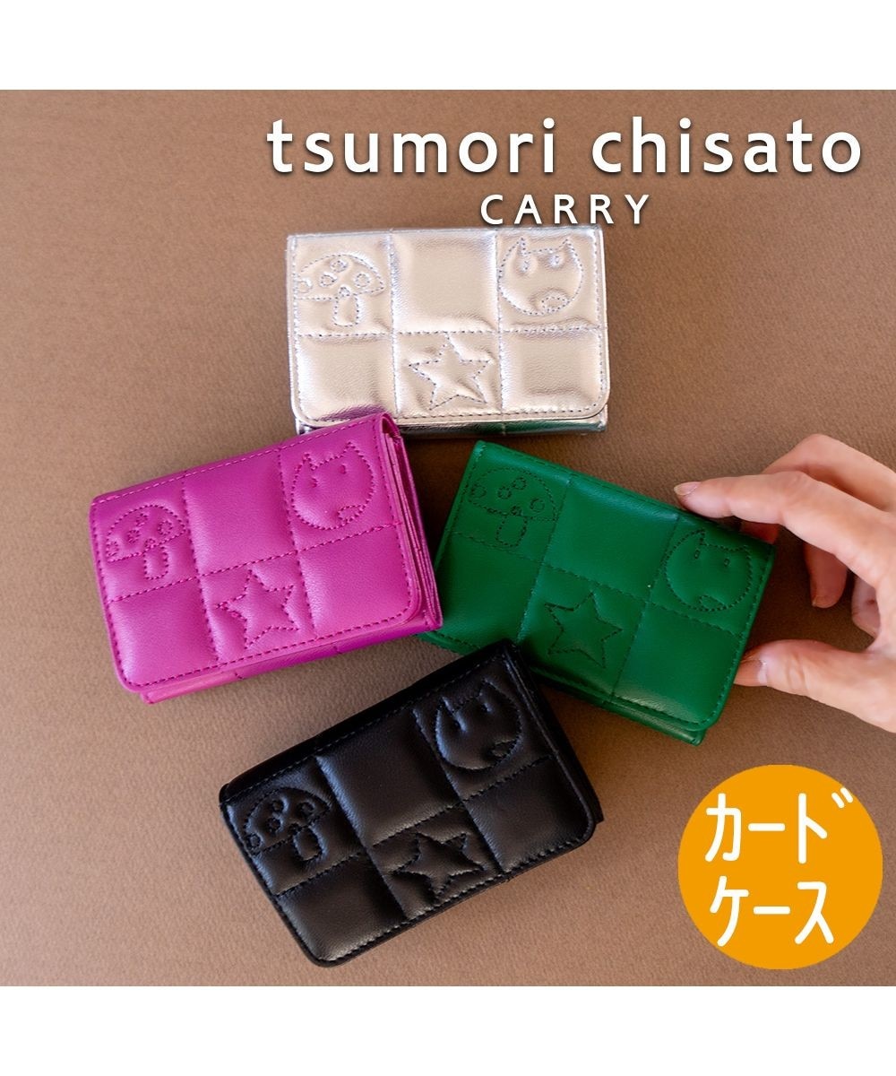 【オンワード】 tsumori chisato CARRY>財布/小物 ネコキルティング カードケース 名刺入れ パスケースとしても グリーン FREE レディース 【送料当社負担】