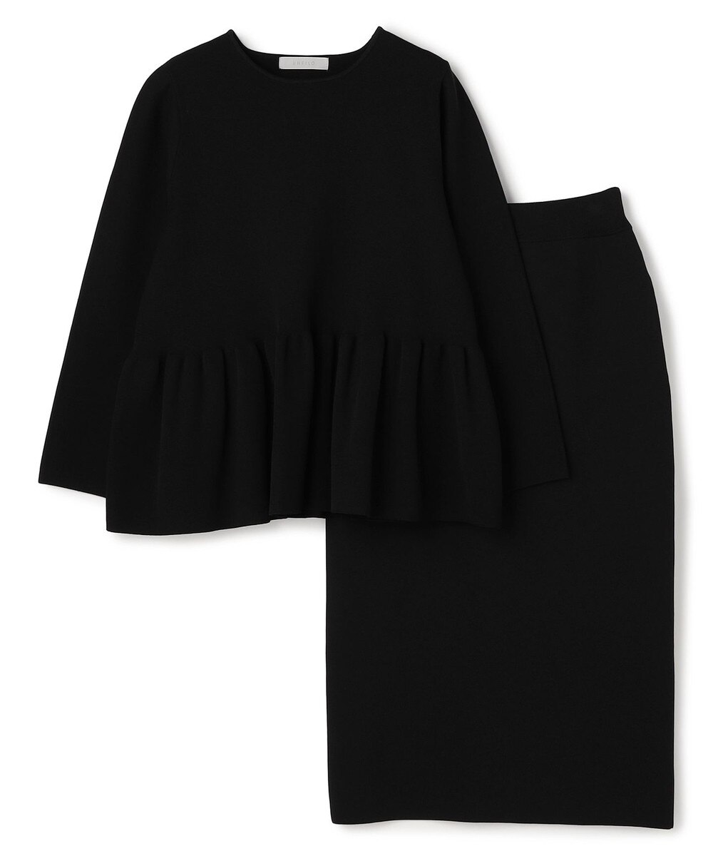 【オンワード】 UNFILO L（大きいサイズ）>ワンピース 【軽量/アンチピリング】BEAUTY FORM KNIT ペプラムセットアップ ブラック XL レディース