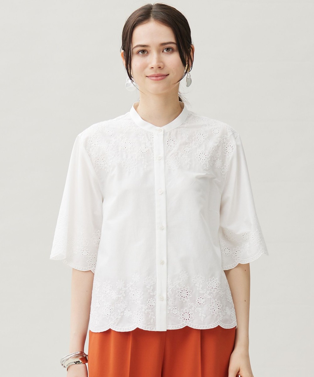 【オンワード】 自由区 L(大きいサイズ)>トップス 【カタログ掲載・接触冷感・洗える】エンブロイダリーローンシャツ ブラウス オフ 44 レディース 【オンワード】 自由区 L(大きいサイズ)>トップス 【カタログ掲載・接触冷感・洗える】エンブロイダリーローンシャツ ブラウス オフ 44 レディース