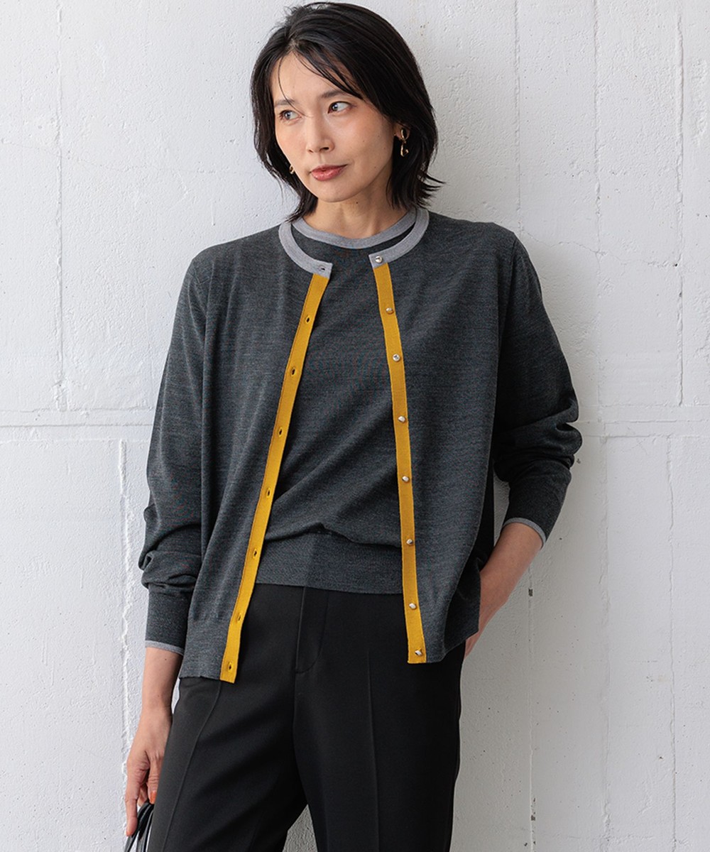 【オンワード】 23区 S(小さいサイズ)>トップス 【洗える】サステナブルウール バイカラー カーディガン グレー 32 レディース 【オンワード】 23区 S(小さいサイズ)>トップス 【洗える】サステナブルウール バイカラー カーディガン グレー 32 レディース