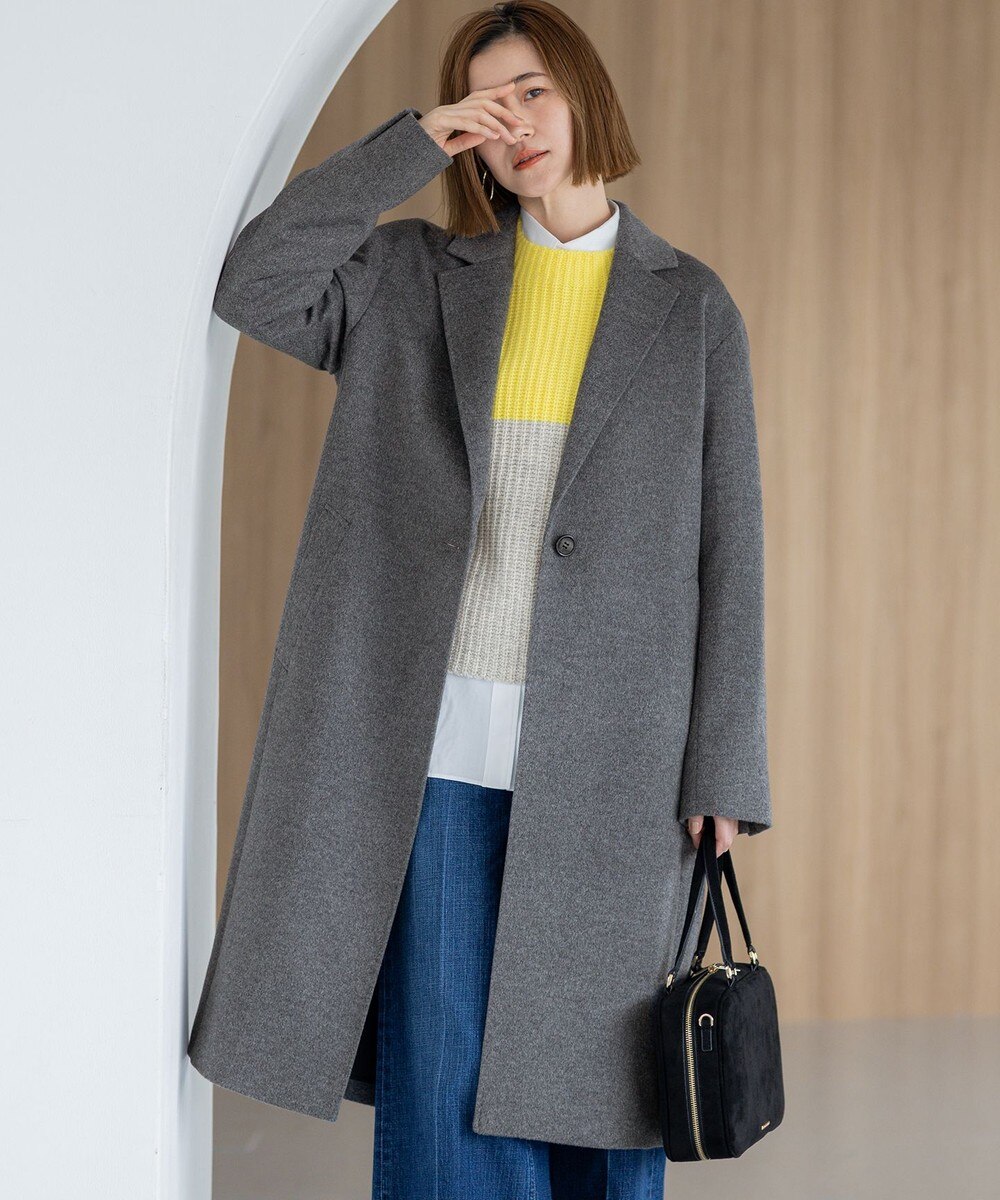 【オンワード】 23区 L（大きいサイズ）>ジャケット/アウター ウールカシミヤビーバー チェスター コート グレー 46 レディース