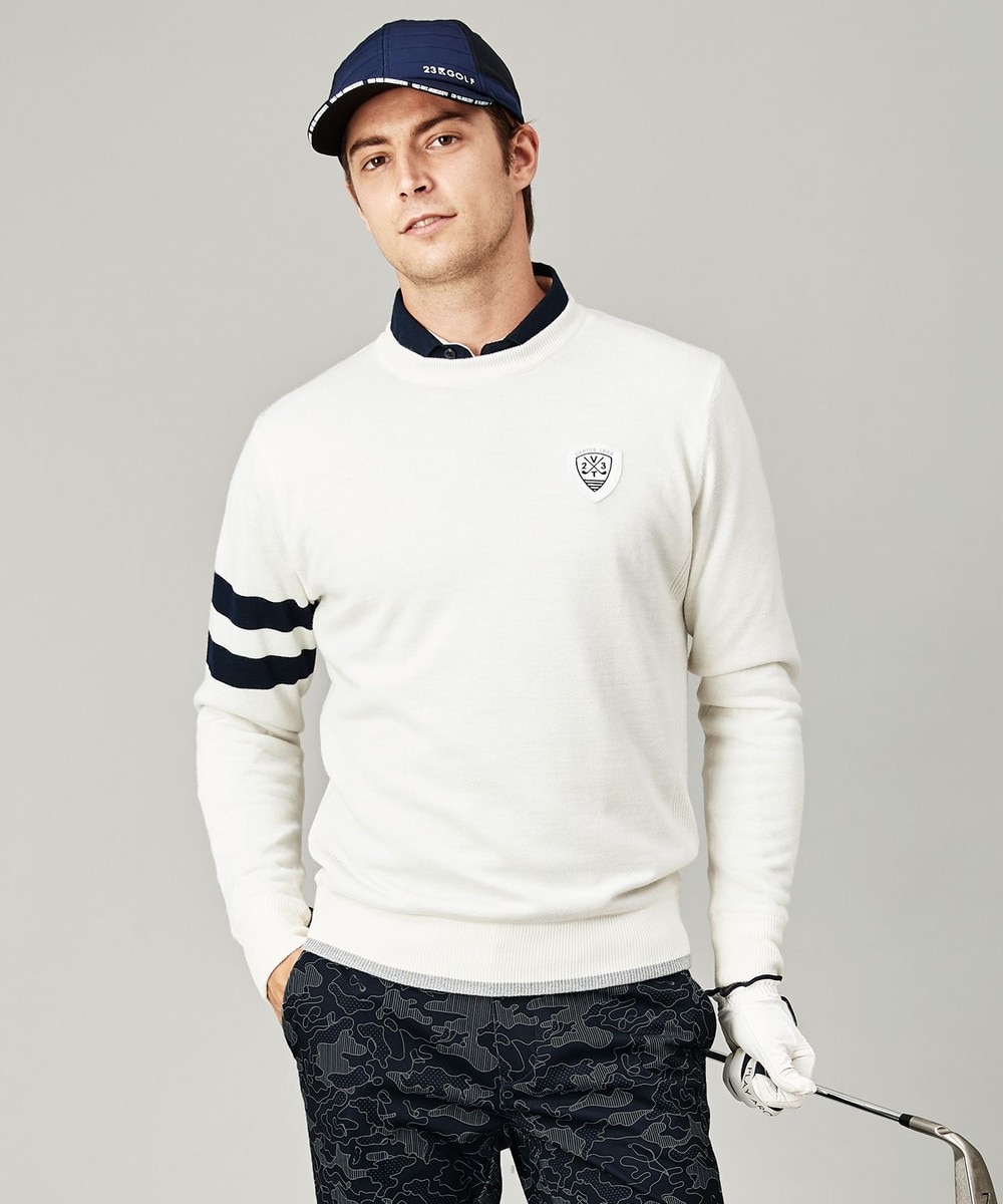 【オンワード】 23区GOLF>トップス 【MEN】 【ご自宅洗い可】クルーネックニット ブラック L メンズ 【送料無料】