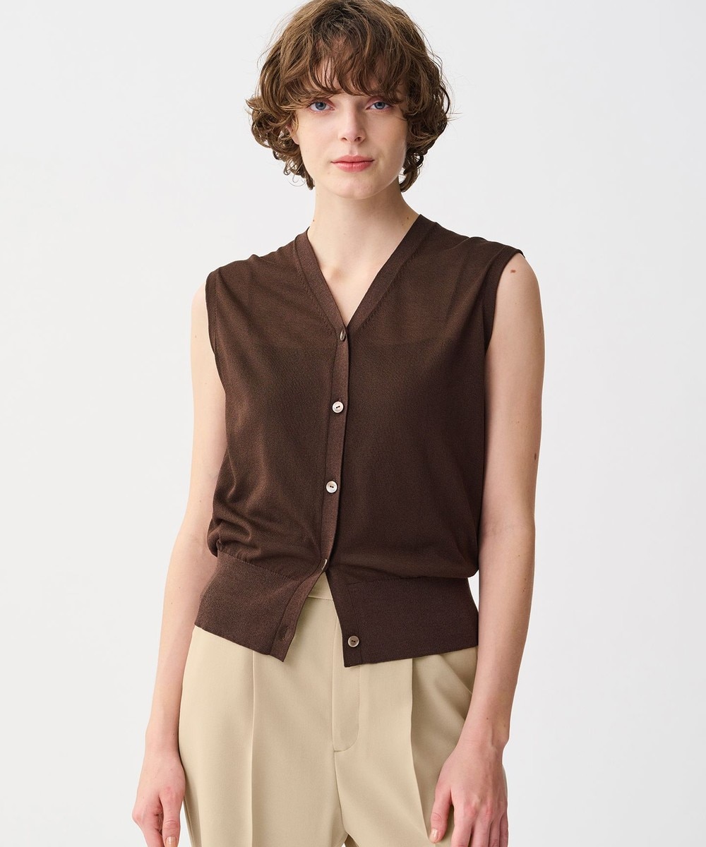 【オンワード】 uncrave>トップス 【接触冷感・手洗い可】シアーニット ノースリーブベスト ブラウン 2 レディース 【オンワード】 uncrave>トップス 【接触冷感・手洗い可】シアーニット ノースリーブベスト ブラウン 2 レディース