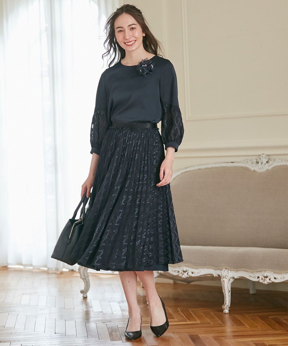 【オンワード】 自由区 L>スカート 【2WAY】ジオメトリックジャカード リバーシブルスカート ネイビー 44 レディース 【送料無料】