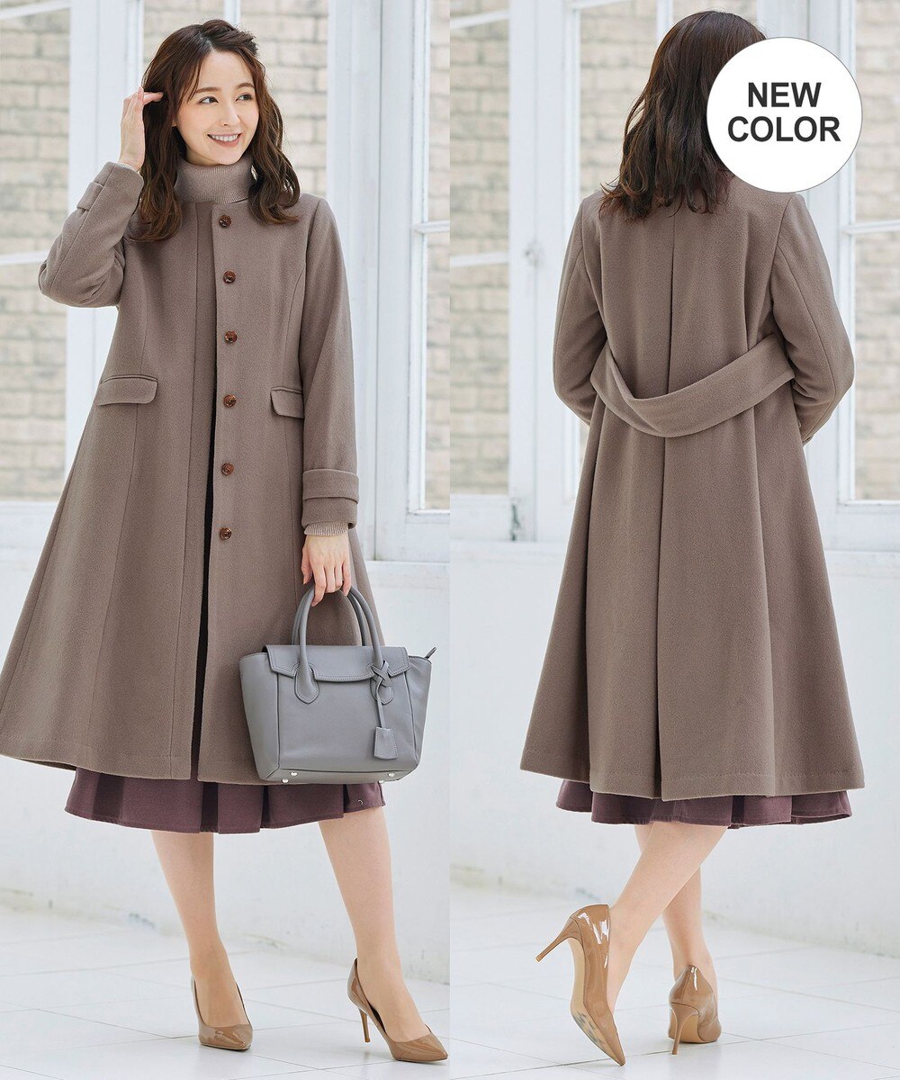 【日本製生地】上質素材を使用したノーカラーウールコート
