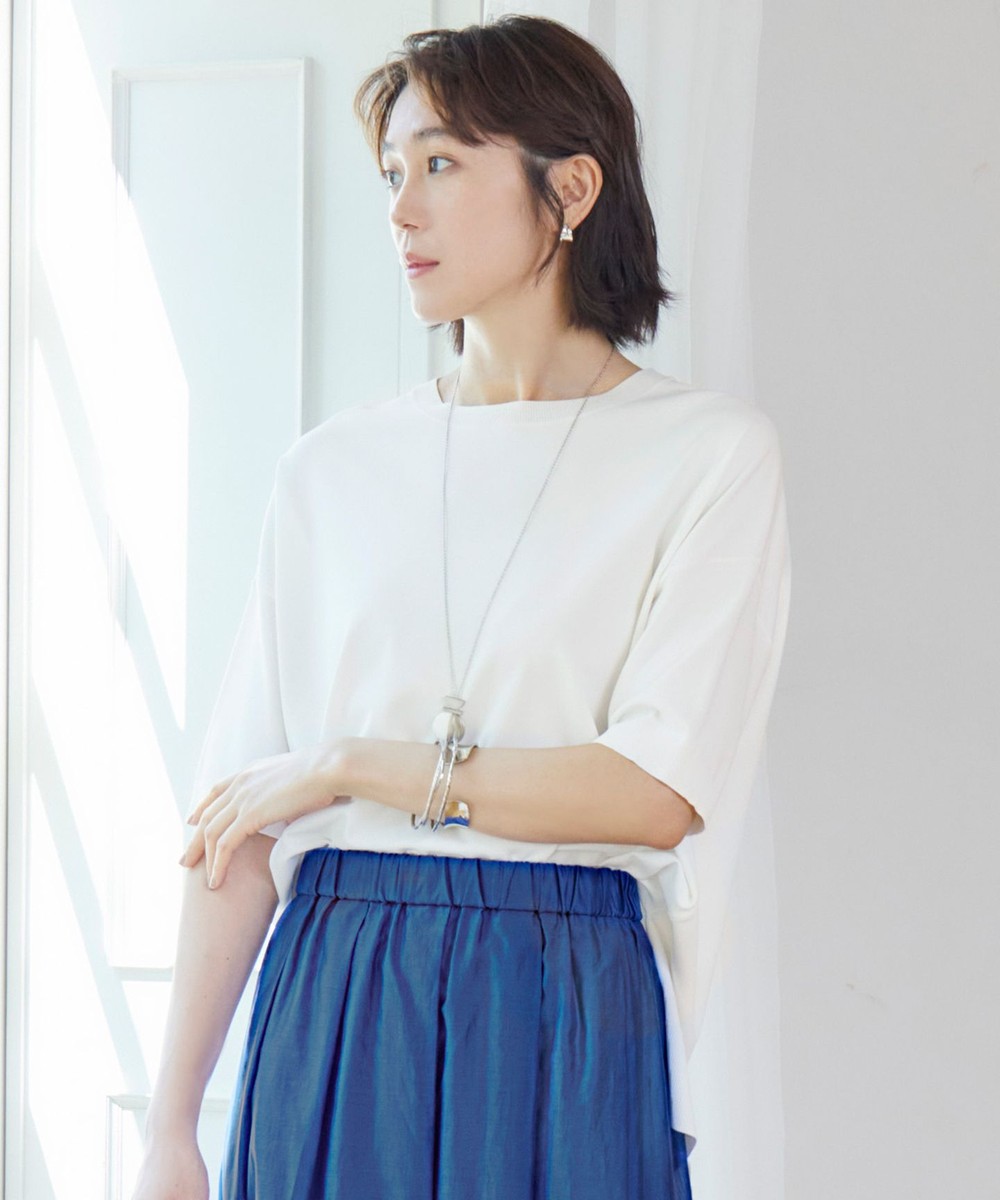 【オンワード】 自由区>トップス 【接触冷感・UVカット・WEB限定カラーあり】クレープストレッチプルオーバー ニット オフホワイト 38 レディース 【オンワード】 自由区>トップス 【接触冷感・UVカット・WEB限定カラーあり】クレープストレッチプルオーバー ニット オフホワイト 38 レディース