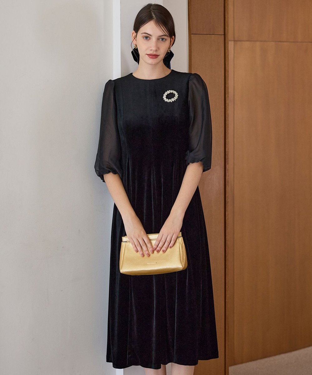 【オンワード】 23区 S(小さいサイズ)>ワンピース 【APPLAUDIR】ベロアコンビ ドレス ブラック 34 レディース 【オンワード】 23区 S(小さいサイズ)>ワンピース 【APPLAUDIR】ベロアコンビ ドレス ブラック 34 レディース