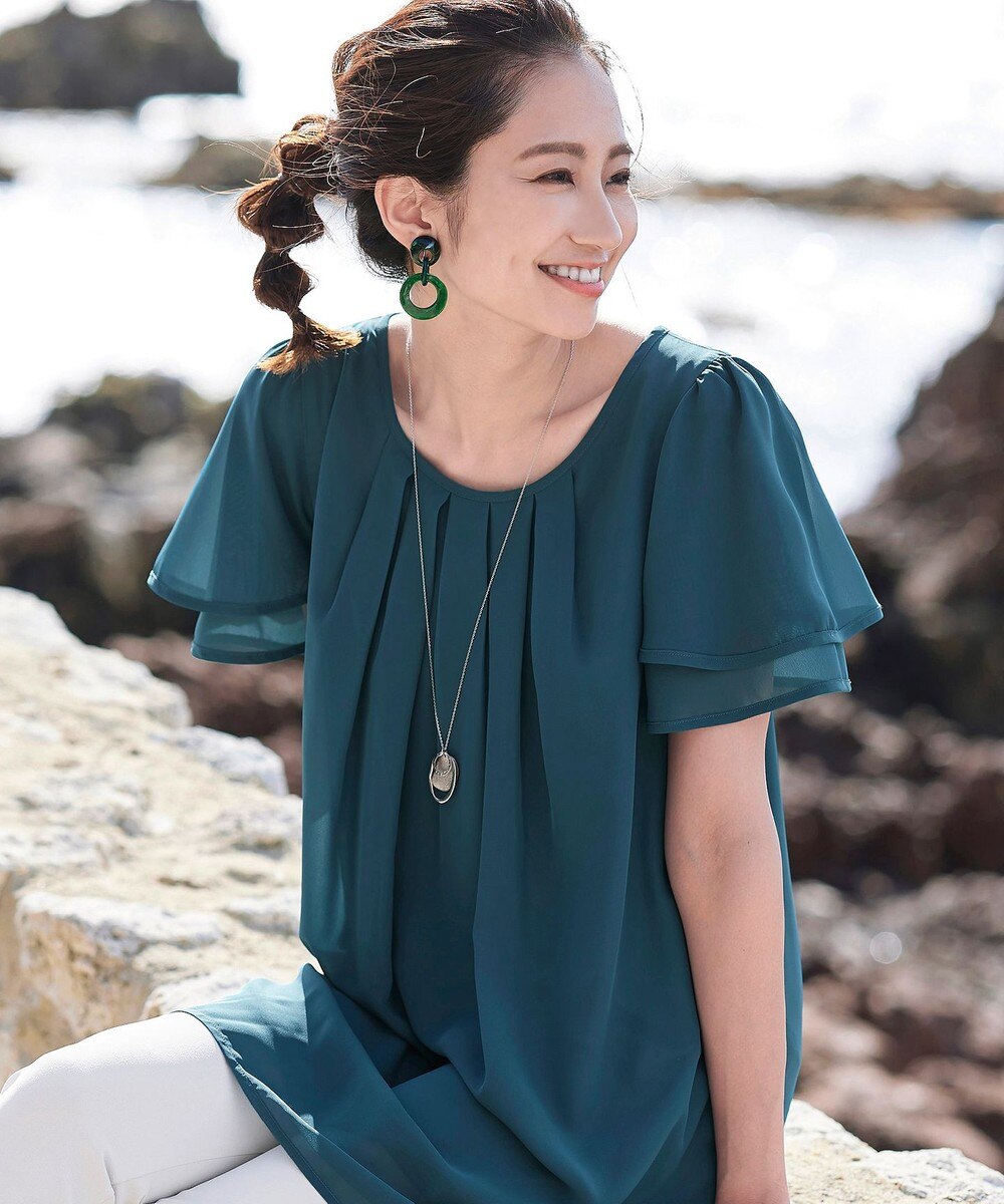 【洗える】大人世代の上品シフォンチュニック