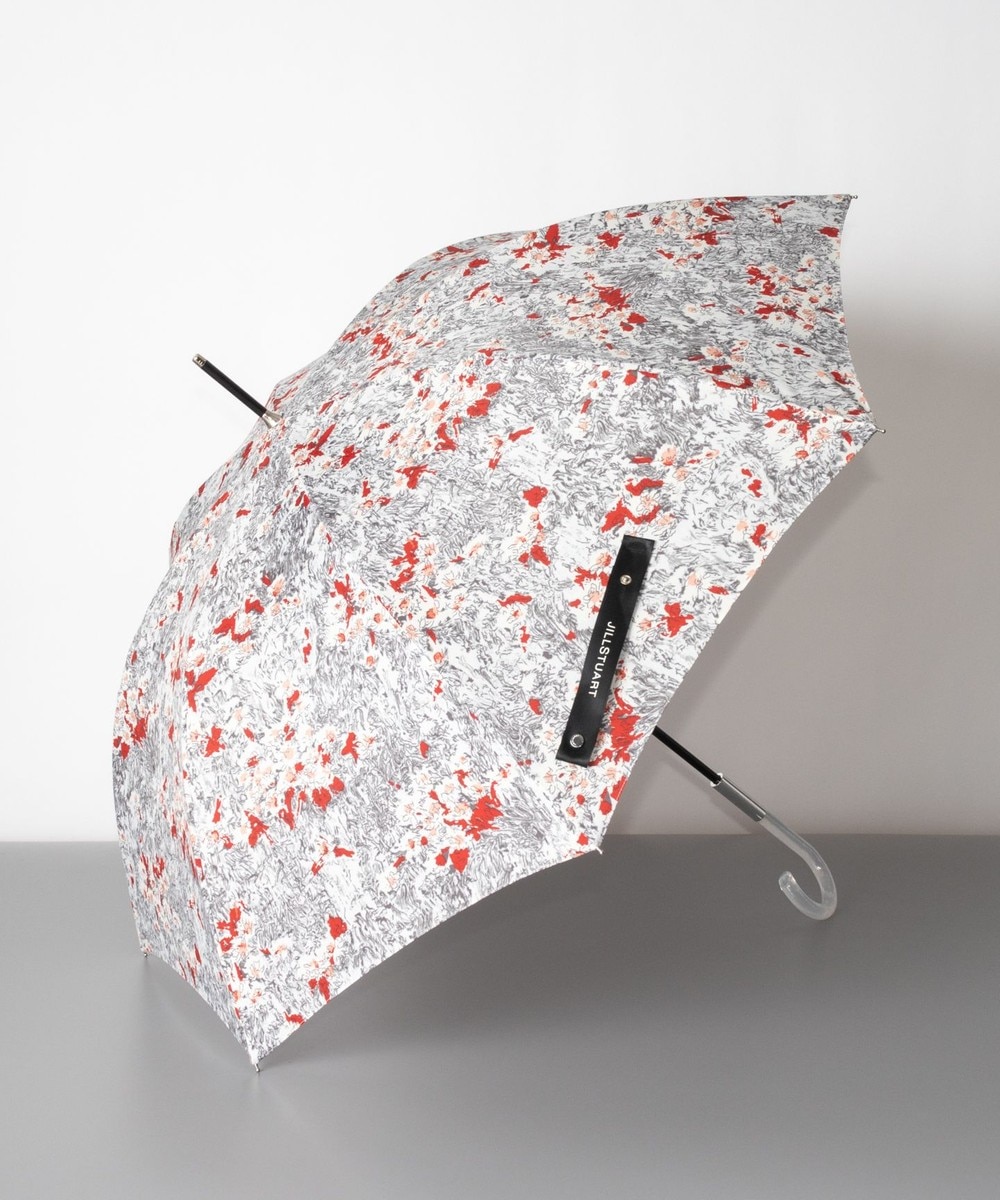 AURORA>ファッション雑貨 JILL STUART ジル スチュアート アブストラクトフラワー柄 雨傘（長傘） レッドｘミディアムグレー FREE レディース