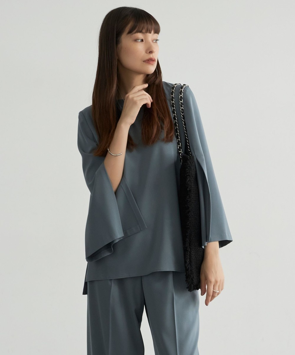 【オンワード】 ICB>トップス 【新色追加・防シワ・速乾・洗える】Fied スリットスリーブブラウス ブルーグレー 2 レディース 【オンワード】 ICB>トップス 【新色追加・防シワ・速乾・洗える】Fied スリットスリーブブラウス ブルーグレー 2 レディース