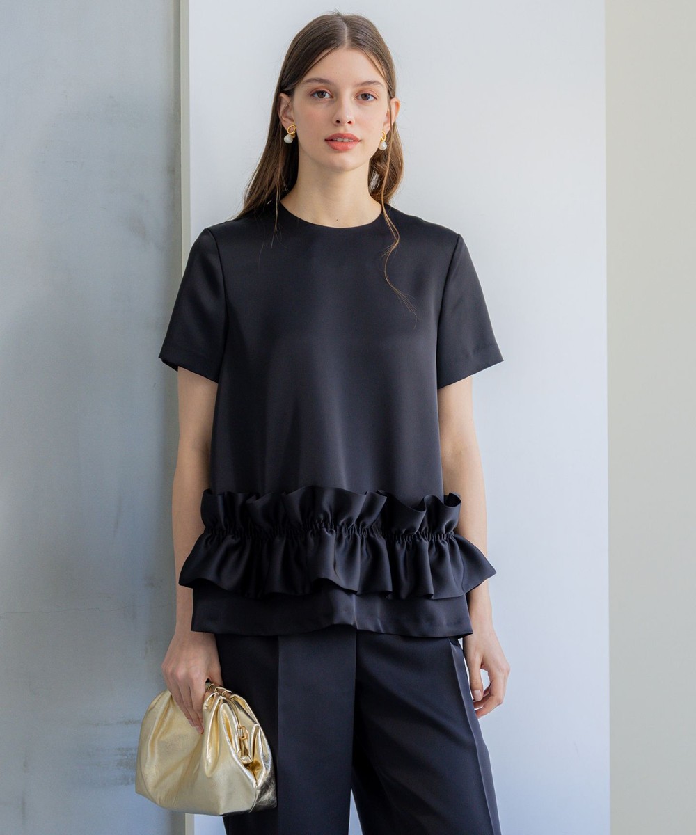 【オンワード】 23区>トップス 【APPLAUDIR】クリアダブルサテン フリルヘム ブラウス ブラック 38 レディース 【オンワード】 23区>トップス 【APPLAUDIR】クリアダブルサテン フリルヘム ブラウス ブラック 38 レディース