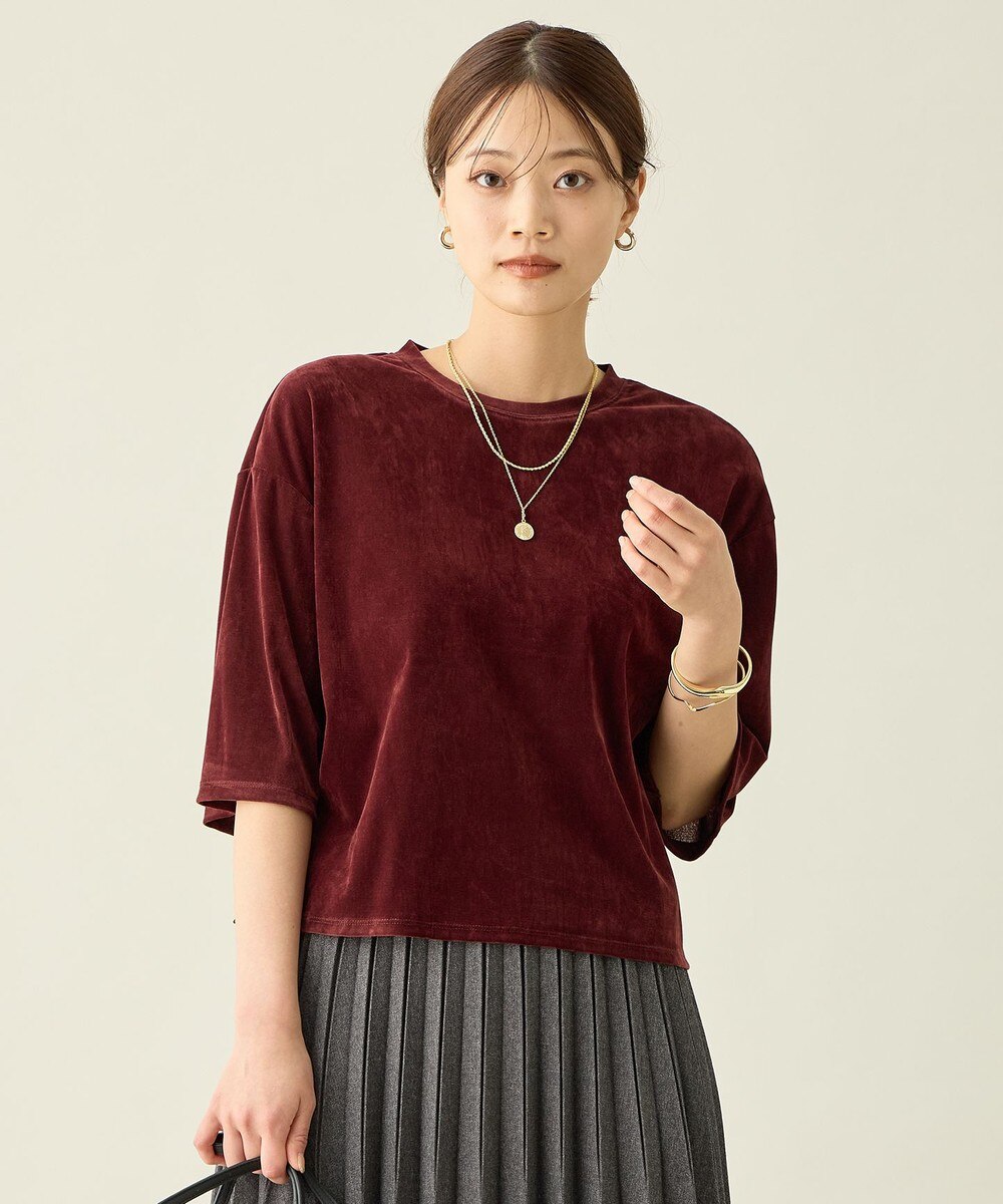 【オンワード】 ANY L>トップス チュールフロッキープルオーバー ボルドー XL レディース