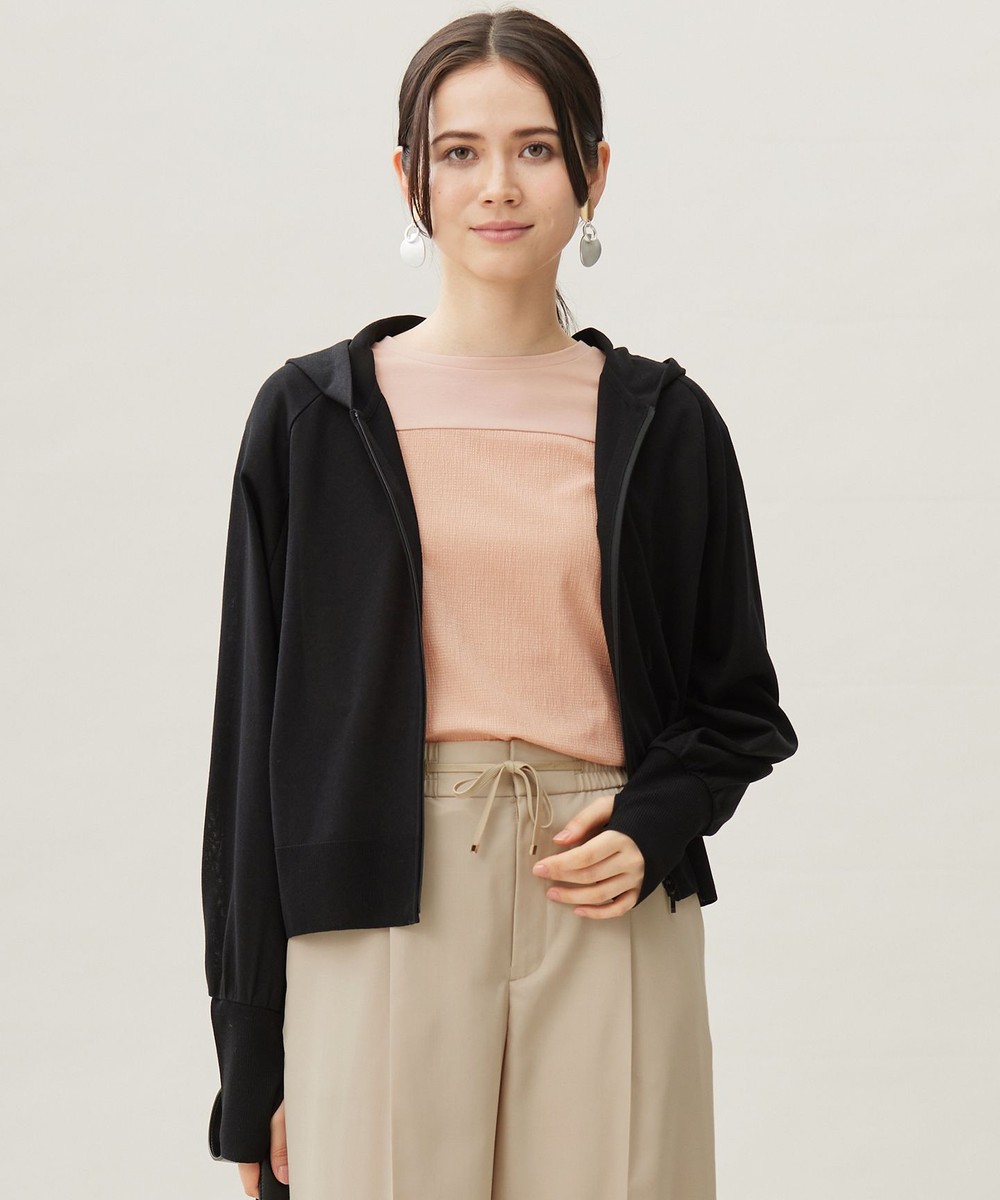 【オンワード】 自由区 L(大きいサイズ)>トップス 【接触冷感・UVケア・洗える】ファンクショナルジップアップ パーカー ブラック 44 レディース 【オンワード】 自由区 L(大きいサイズ)>トップス 【接触冷感・UVケア・洗える】ファンクショナルジップアップ パーカー ブラック 44 レディース