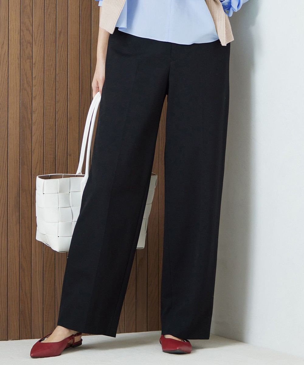 【オンワード】 自由区>パンツ 【洗える】ライトフィールジャージーワイドストレート パンツ ブラック 38 レディース 【オンワード】 自由区>パンツ 【洗える】ライトフィールジャージーワイドストレート パンツ ブラック 38 レディース