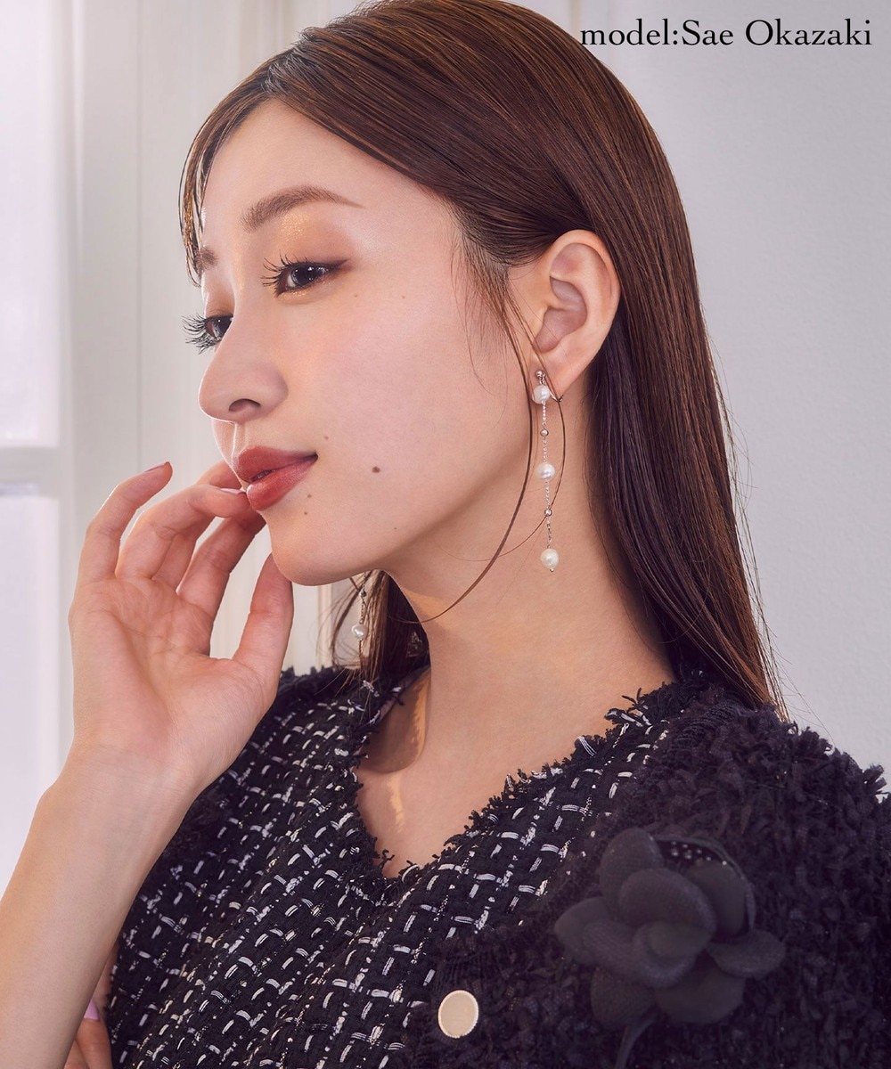 【オンワード】 TOCCA>アクセサリー PEARL STATION EARRINGS 淡水バロックパール イヤリング シルバー F レディース