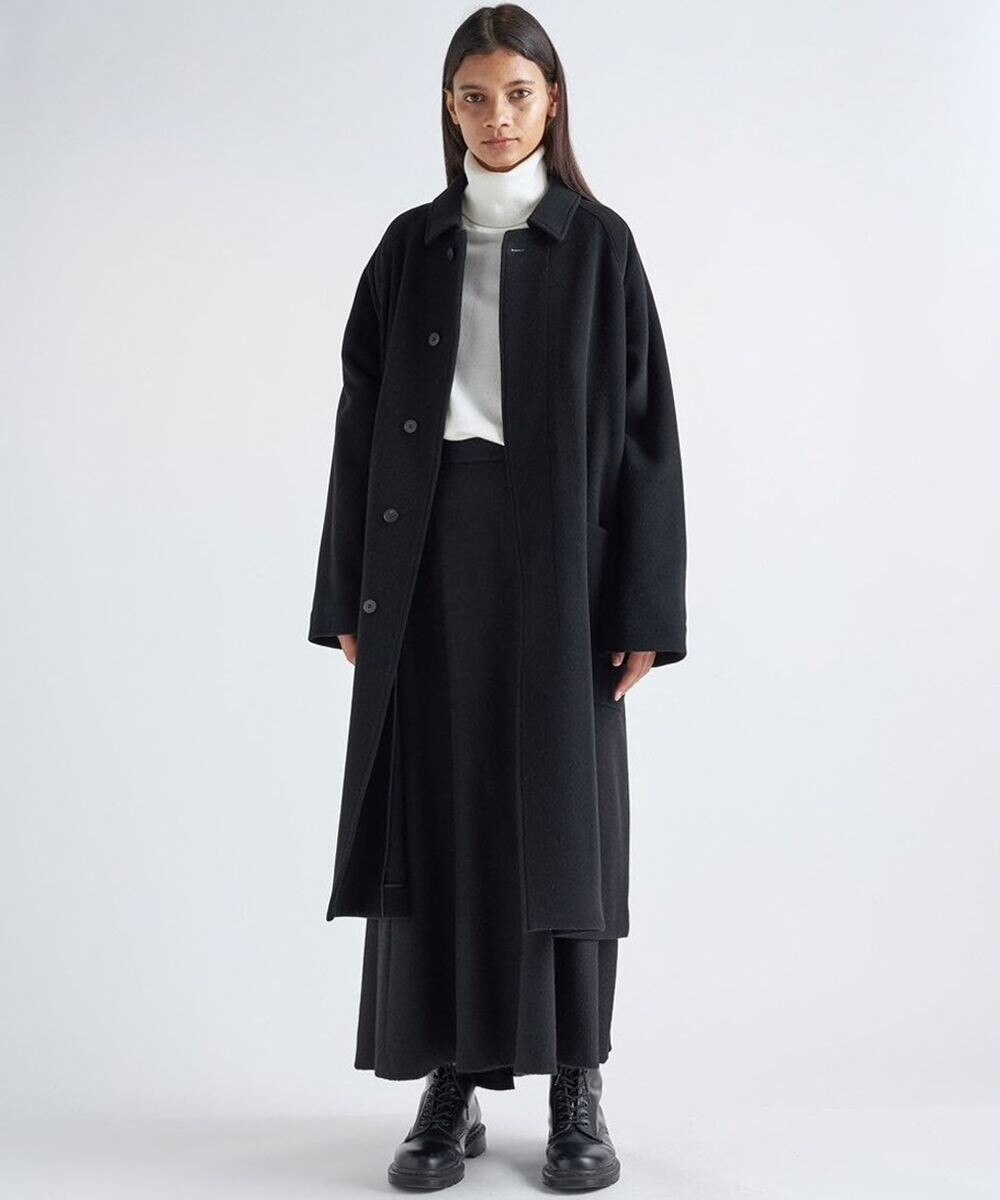 【オンワード】 ATON>ジャケット/アウター CAMEL MOLESKIN バルマカーンコート - UNISEX BLACK 04 レディース 【送料無料】