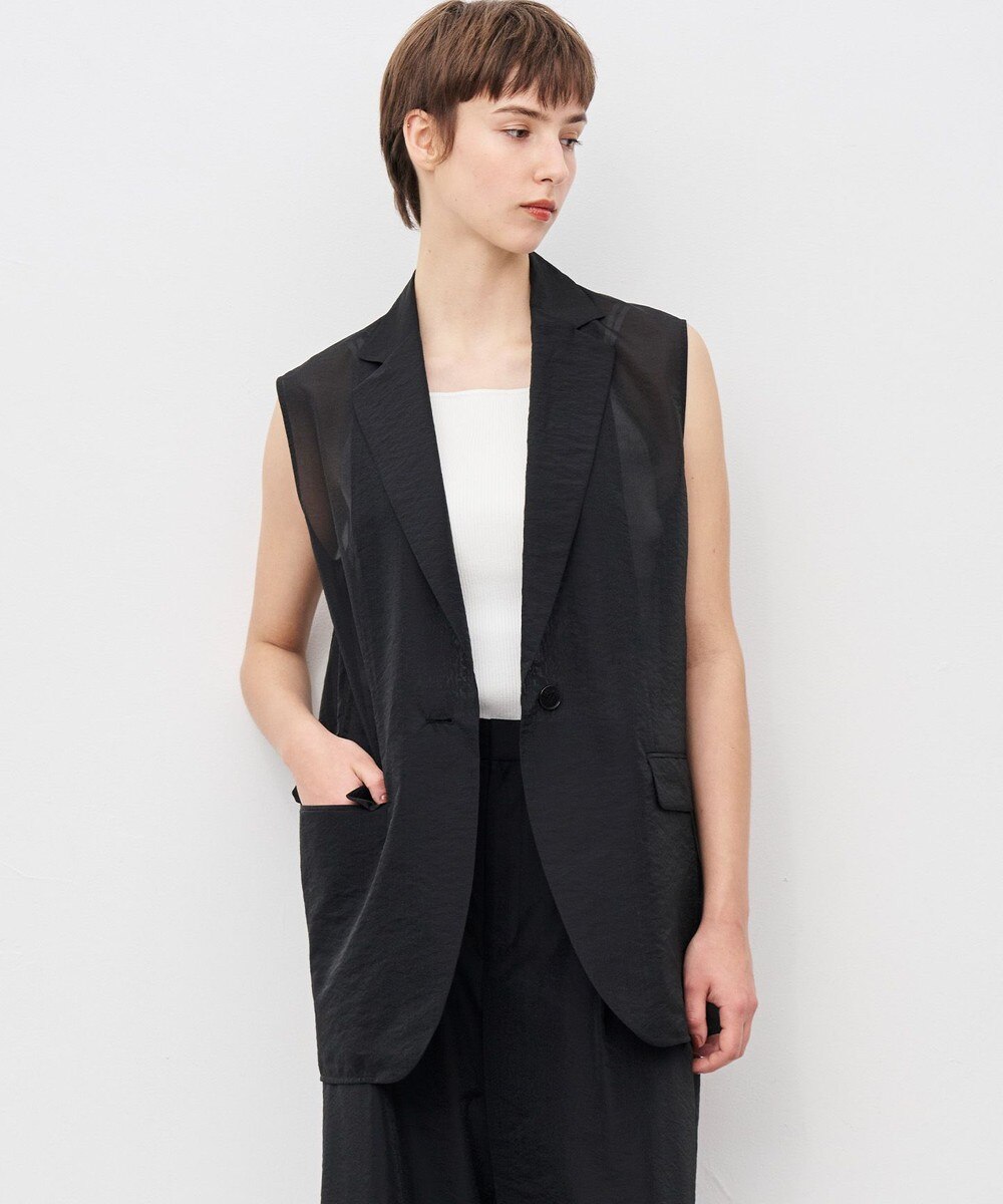 【オンワード】 uncrave>トップス シアーオーガンジー テーラードジレ ブラック 2 レディース 【オンワード】 uncrave>トップス シアーオーガンジー テーラードジレ ブラック 2 レディース