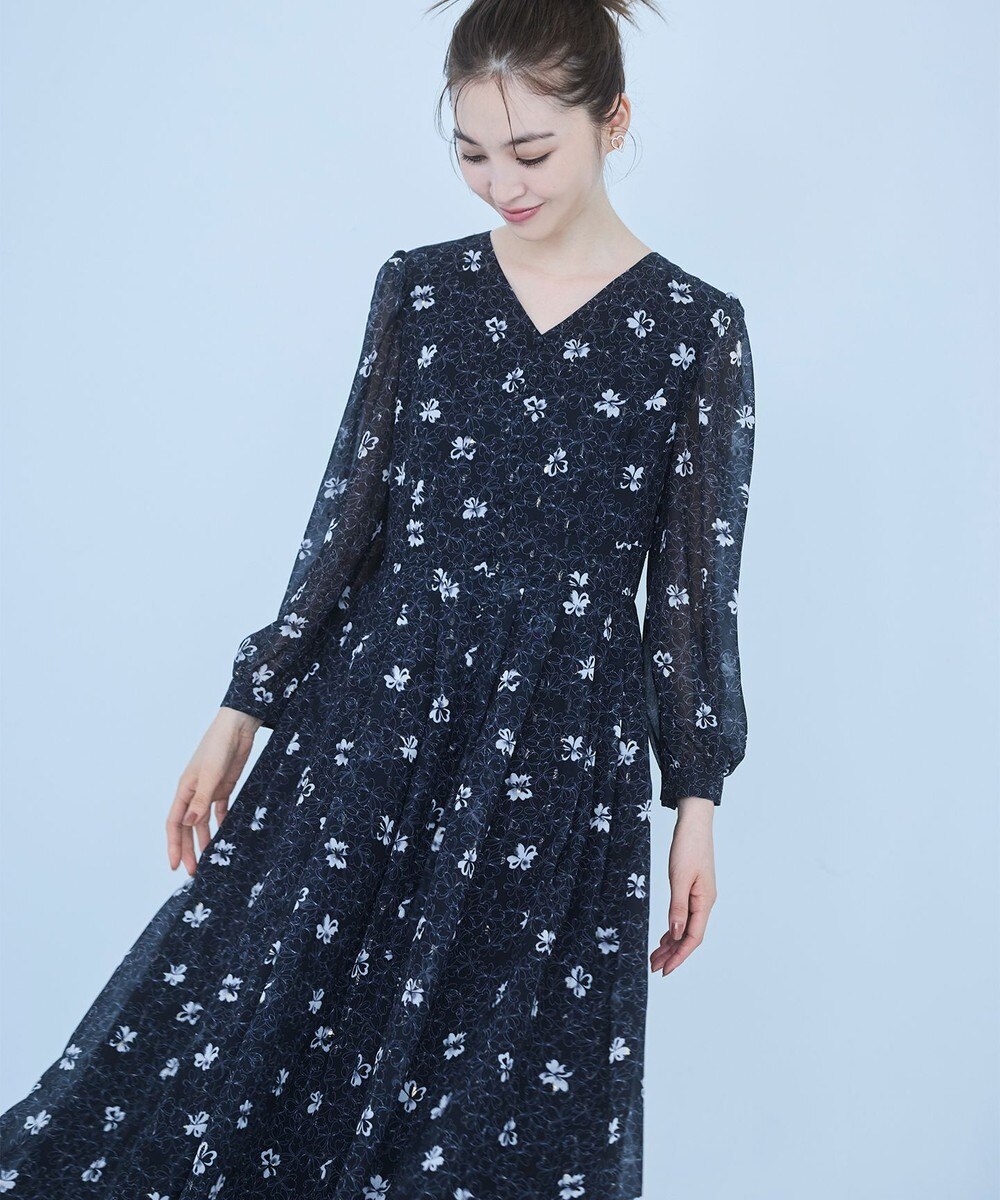 【オンワード】 TOCCA>ワンピース 【00サイズあり・洗える・消臭】BLOOMING CLOVER ドレス ブラック 6 レディース