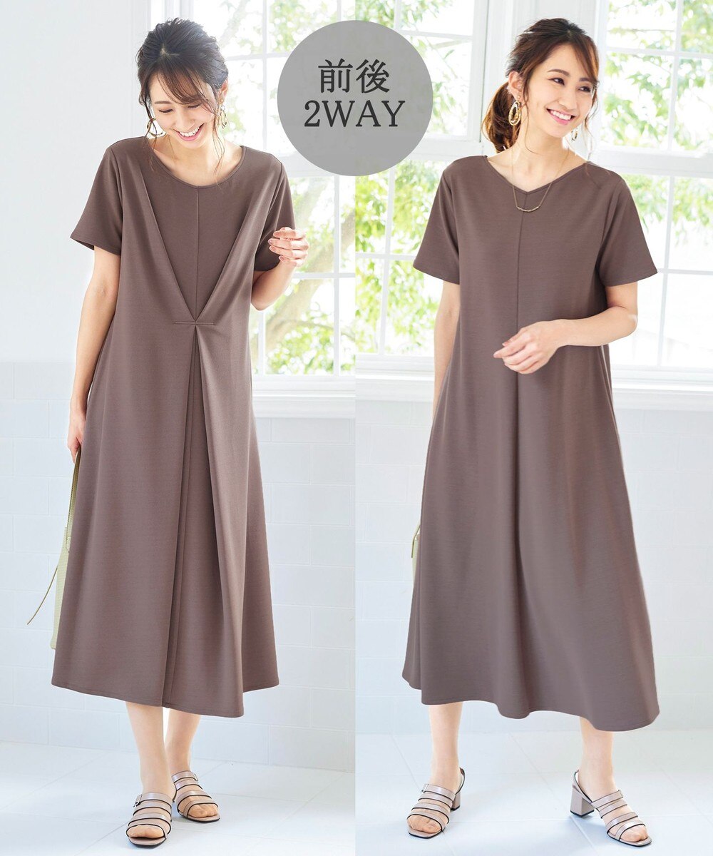 【2WAY・洗える】前後着用も可能なカットジョーゼットワンピース