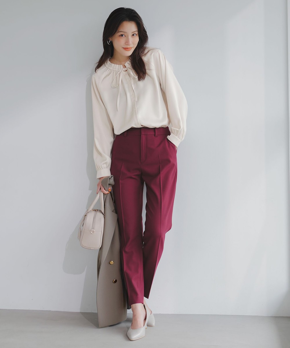 【オンワード】 ANY SIS>パンツ 【保温効果・ストレッチ・洗える】ビューティサーモ2WAYストレッチ テーパードパンツ ボルドー LS レディース 【オンワード】 ANY SIS>パンツ 【保温効果・ストレッチ・洗える】ビューティサーモ2WAYストレッチ テーパードパンツ ボルドー LS レディース