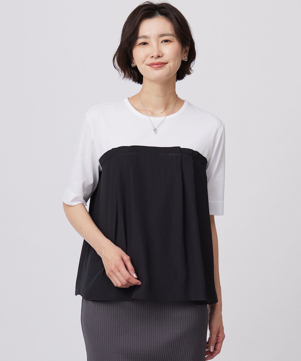 【オンワード】 J.PRESS LADIES L(大きいサイズ)>トップス 【洗える】ドッキングジャージー ビスチェライク プルオーバー オフ×ブラック T13 レディース 【オンワード】 J.PRESS LADIES L(大きいサイズ)>トップス 【洗える】ドッキングジャージー ビスチェライク プルオーバー オフ×ブラック T13 レディース