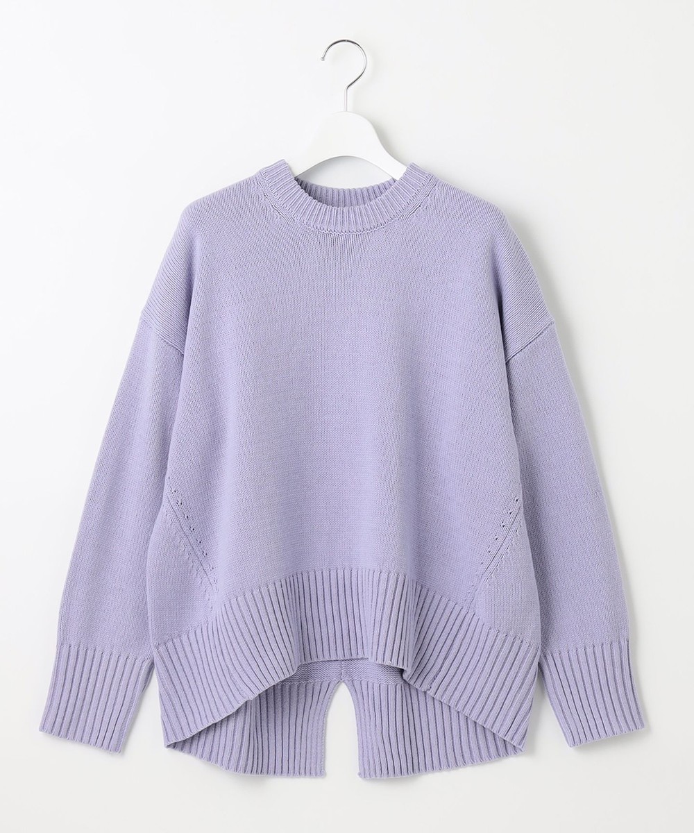 【洗える】スプリングコットンニット バックスリット