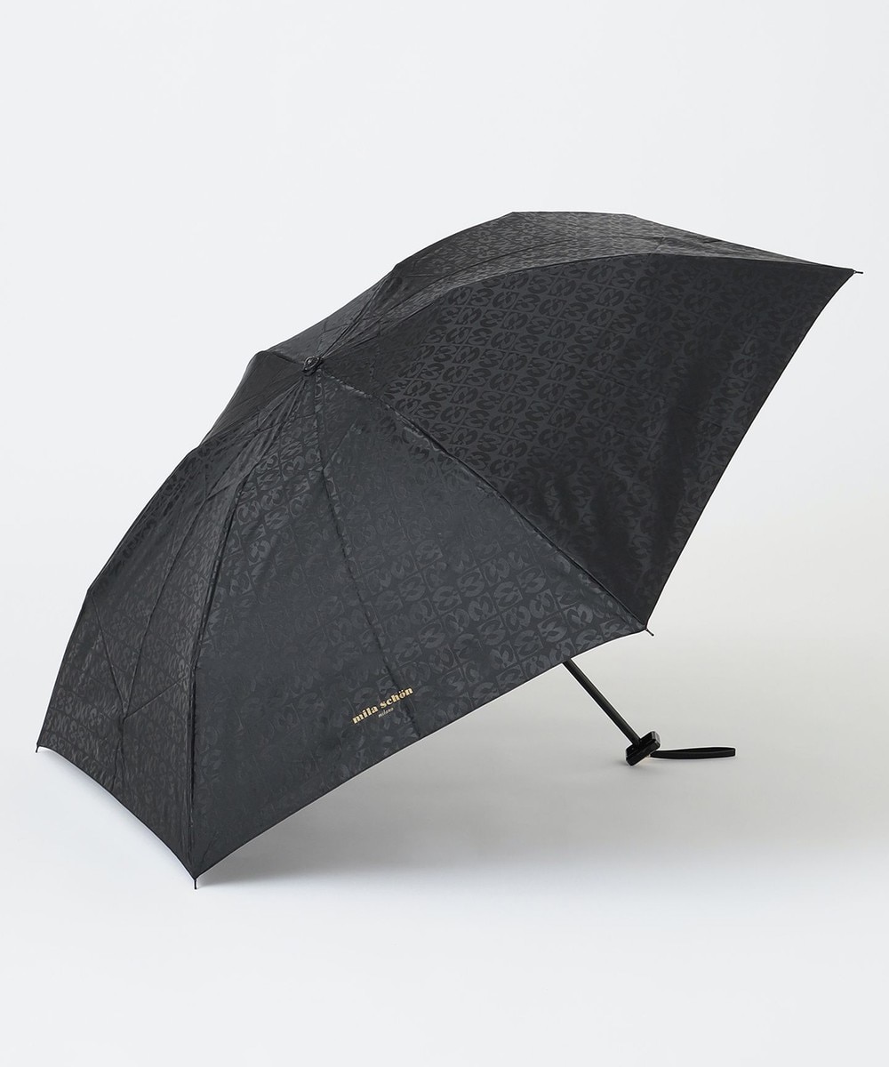 MOONBAT>ファッション雑貨 【雨傘】 ミラショーン (milaschon) 折りたたみ傘ジャカード織り ブラック F レディース 【送料無料】