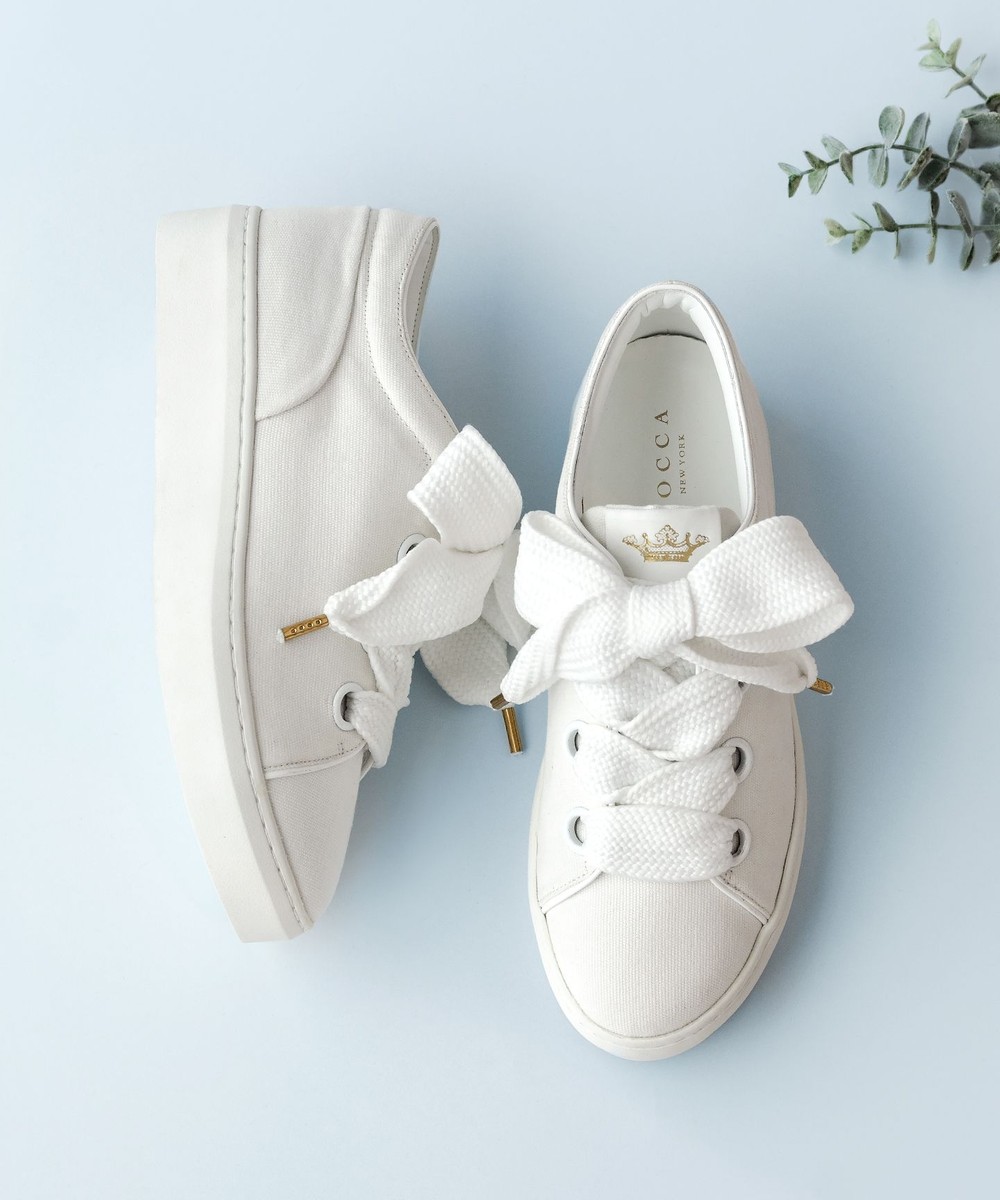 【オンワード】 TOCCA>シューズ BIG RIBBON CANVAS SNEAKERS スニーカー アイボリー 38 レディース 【送料無料】