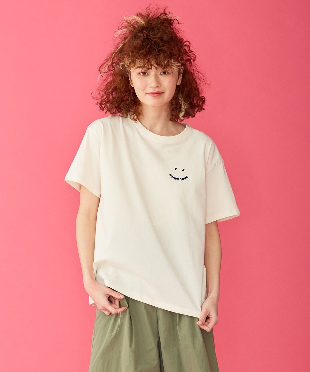 【オンワード】 Paul Smith>トップス 【再入荷!・洗える】PS Paul Smith Happy Tシャツ アイボリー XL レディース 【送料無料】