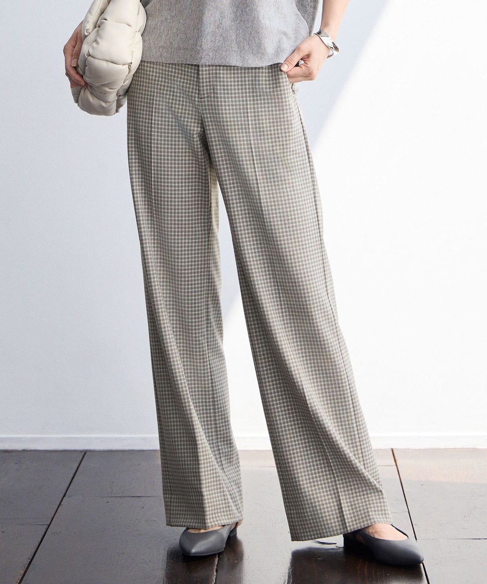 【オンワード】 自由区>パンツ 【洗える】TRギャバチェック柄ストレート パンツ グレーチェック 38 レディース 【オンワード】 自由区>パンツ 【洗える】TRギャバチェック柄ストレート パンツ グレーチェック 38 レディース