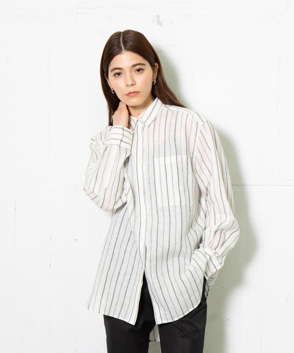 【オンワード】 ONWARD Design Diversity>トップス 【ONWARD DD】フレンチリネン ルーズシャツ(ストライプ) アイボリー M レディース 【送料無料】