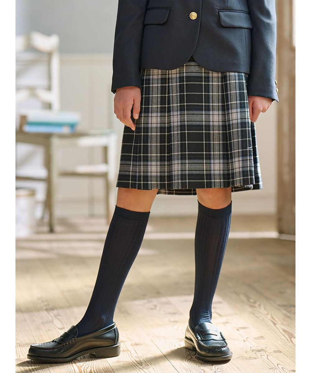 【オンワード】 組曲 KIDS>スカート 【150-170cm】ウール綾チェック スカート（リボン付き） ネイビー 160 キッズ 【送料無料】