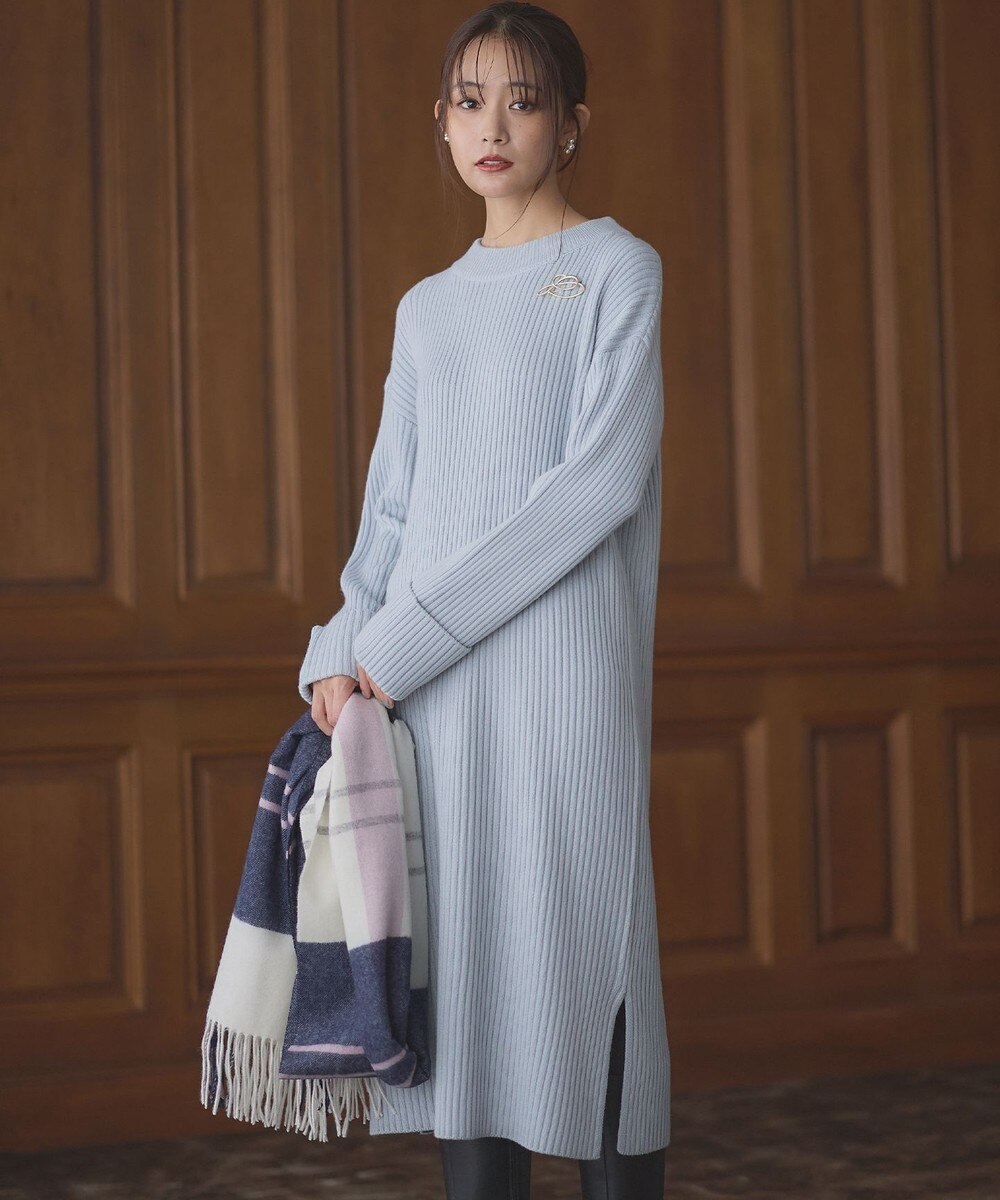 【オンワード】 組曲>ワンピース 【飯豊まりえさん着用・Oggi12月号掲載】バルキーニット ワンピース サックスブルー 2 レディース 【オンワード】 組曲>ワンピース 【飯豊まりえさん着用・Oggi12月号掲載】バルキーニット ワンピース サックスブルー 2 レディース