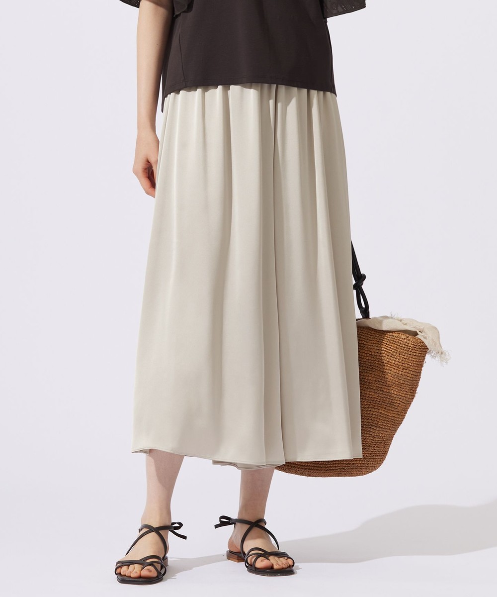 【オンワード】 自由区>パンツ 【カタログ掲載・セットアップ対応・ウエストゴム・洗える】セミブライトサテンギャザー パンツ ダークサンド 38 レディース 【オンワード】 自由区>パンツ 【カタログ掲載・セットアップ対応・ウエストゴム・洗える】セミブライトサテンギャザー パンツ ダークサンド 38 レディース