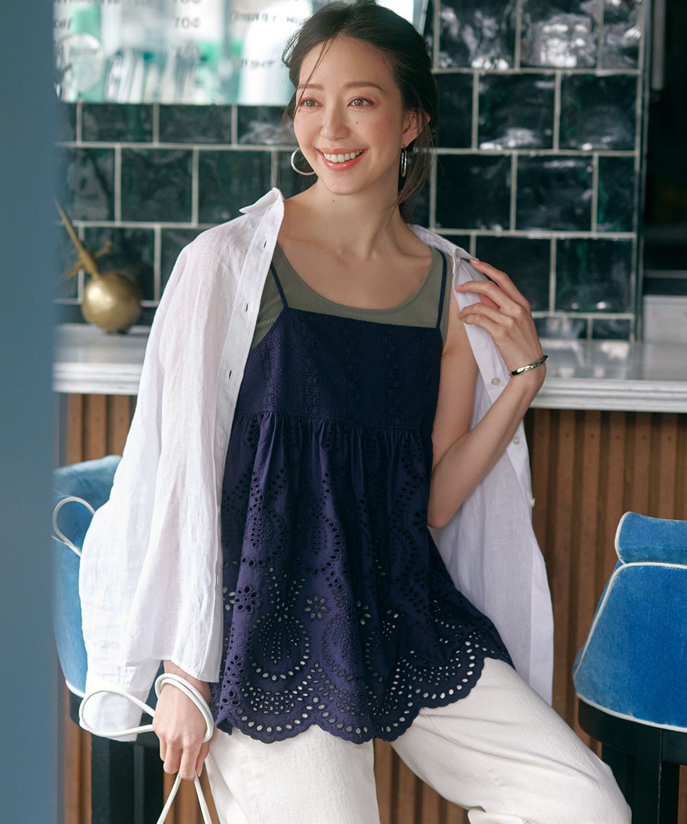 【オンワード】 23区>トップス 【洗える】コットンエンブロイダリー キャミソール ネイビー 38 レディース 【オンワード】 23区>トップス 【洗える】コットンエンブロイダリー キャミソール ネイビー 38 レディース