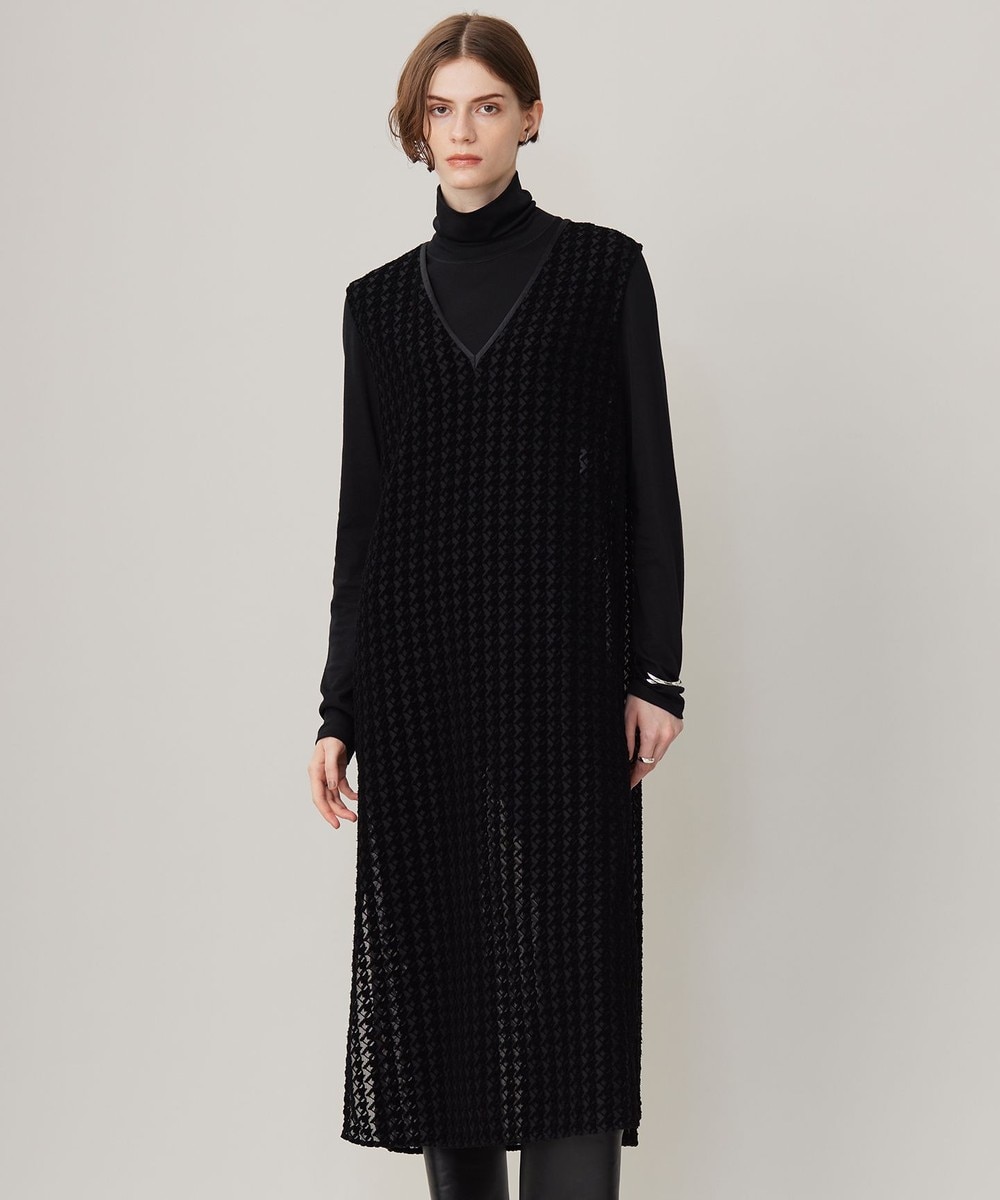 【オンワード】 ICB>ワンピース ハウンドトゥースフロッキーレース ワンピース ブラック 4 レディース 【オンワード】 ICB>ワンピース ハウンドトゥースフロッキーレース ワンピース ブラック 4 レディース