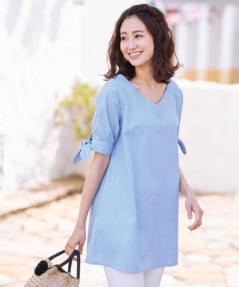 【洗える】体型カバーも叶うオフショルダー風Vネックチュニック