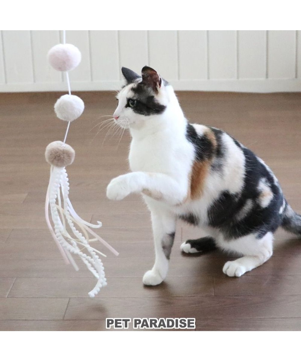 【オンワード】 PET PARADISE>ペットグッズ 猫 おもちゃ 猫じゃらし ぽんぽん レース 白~オフホワイト -