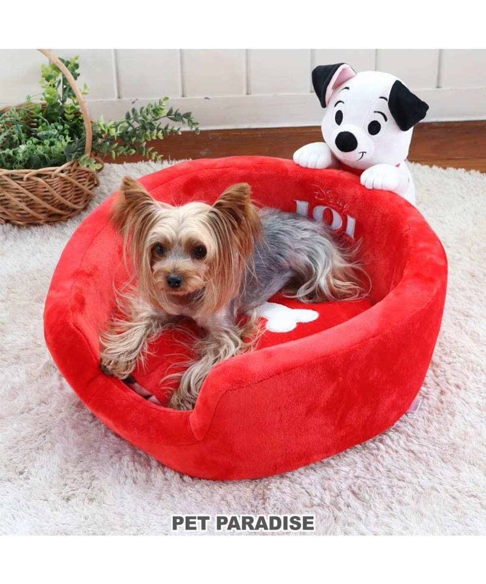 PET PARADISE>ペットグッズ 犬 ベッド ディズニー １０１匹わんちゃん カドラーベッド (53×53cm) 赤 未登録 【送料無料】
