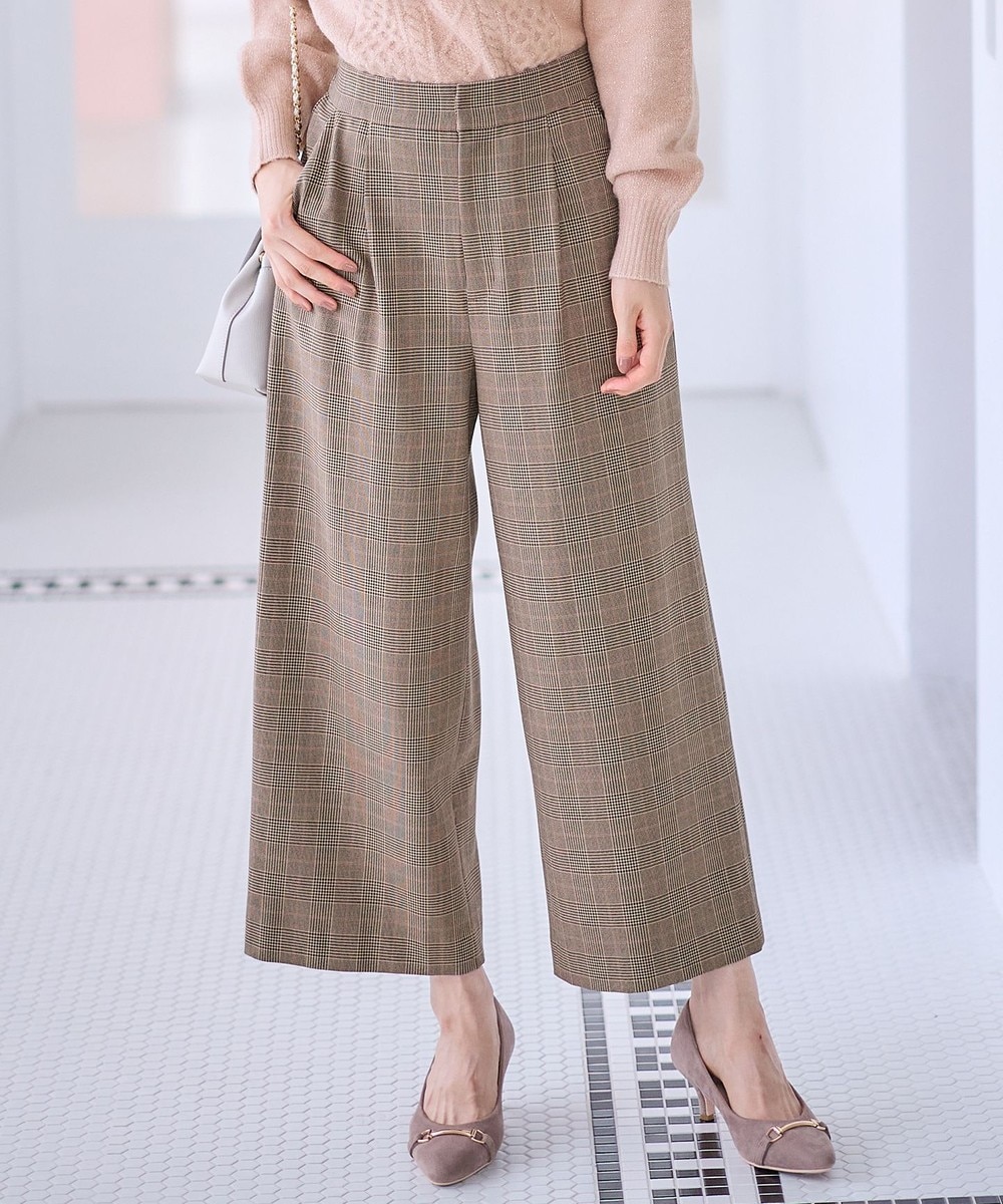 【オンワード】 ANY SIS>パンツ 【シリーズ累計7万本突破!】サーモ2WAYストレッチ ワンタック ワイドパンツ ブラウングレンチェック 1 レディース 【オンワード】 ANY SIS>パンツ 【シリーズ累計7万本突破!】サーモ2WAYストレッチ ワンタック ワイドパンツ ブラウングレンチェック 1 レディース