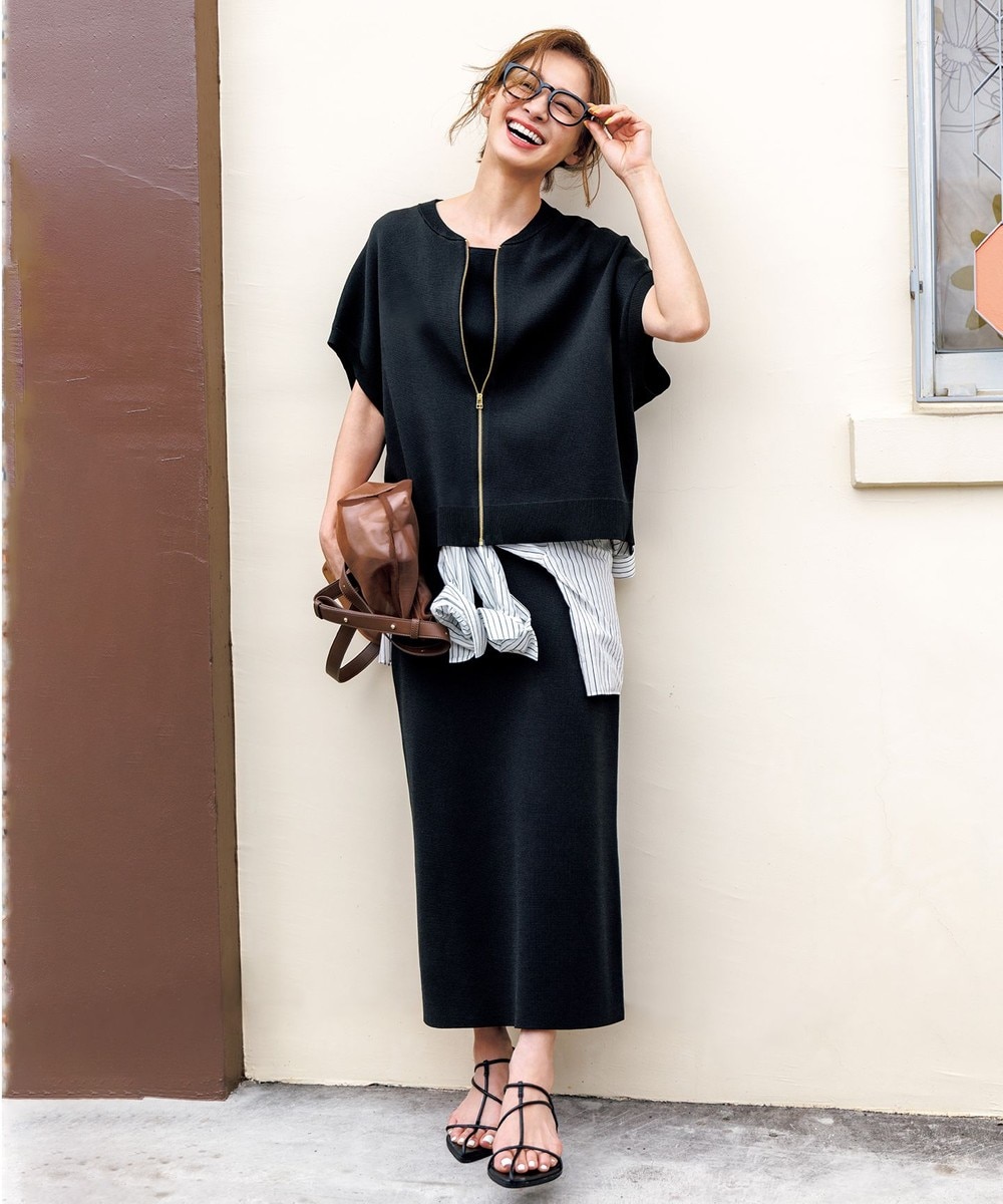 【接触冷感/UVカット】スゴ機能美ニット Iラインスカート