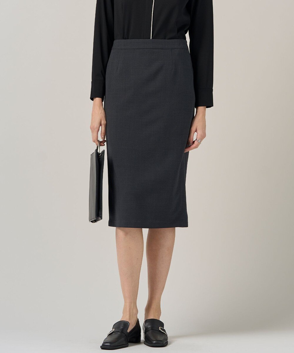 【オンワード】 ICB L（大きいサイズ）>スカート 【UVカット・洗える】ウール2WAYストレッチ タイトスカート チャコール 48 レディース