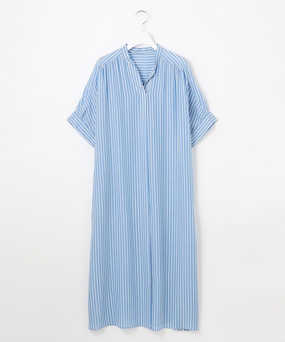 【オンワード】 自由区>ワンピース 【接触冷感・UVケア・抗菌防臭・洗える】リヨセルポプリンシャツ ワンピース [新色]サックスストライプ 38 レディース
