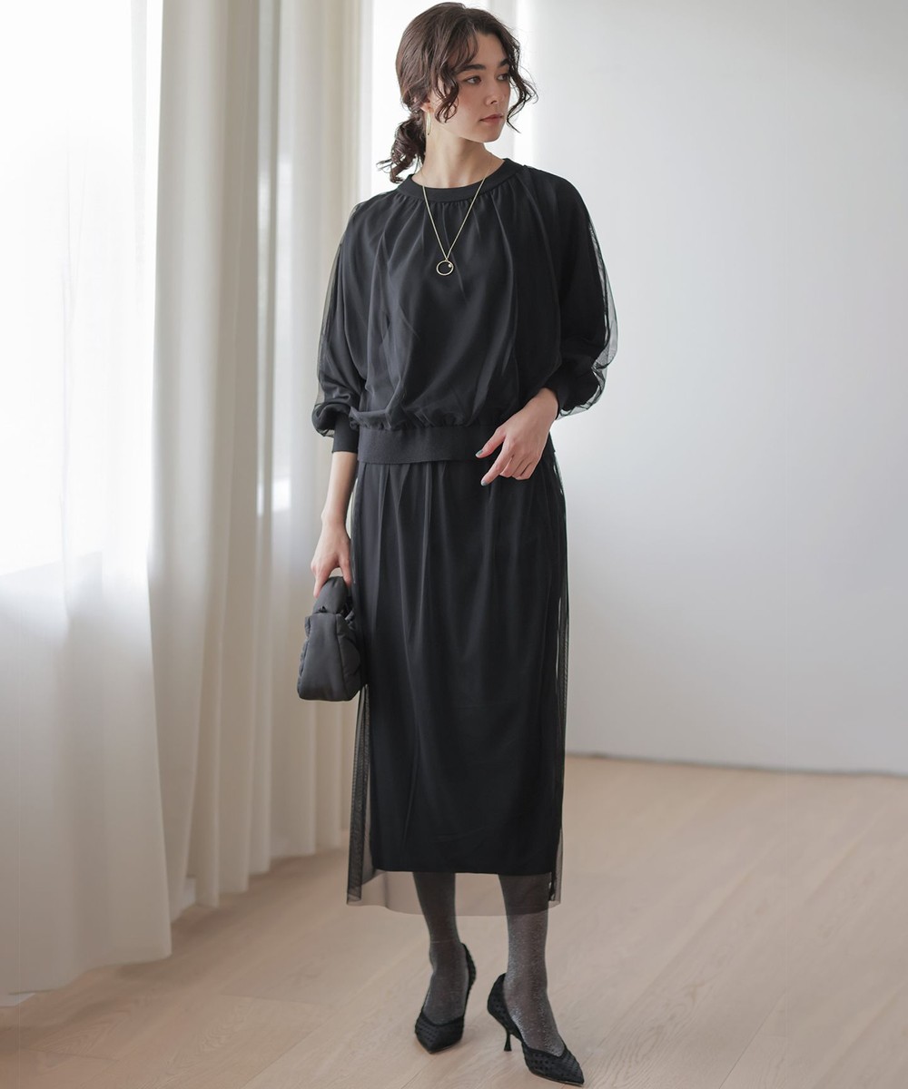 【オンワード】 組曲 S(小さいサイズ)>ワンピース 【先行予約】チュールニット×リバーシブルスカート セット ブラック S2 レディース 【オンワード】 組曲 S(小さいサイズ)>ワンピース 【先行予約】チュールニット×リバーシブルスカート セット ブラック S2 レディース