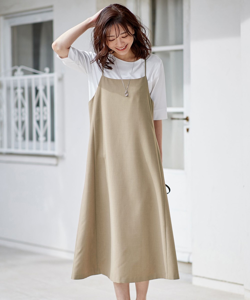 【オンワード】 J.PRESS LADIES L>ワンピース 【洗える】キャミワンピース+カットソー ツインセット ブラウン T15 レディース 【送料無料】