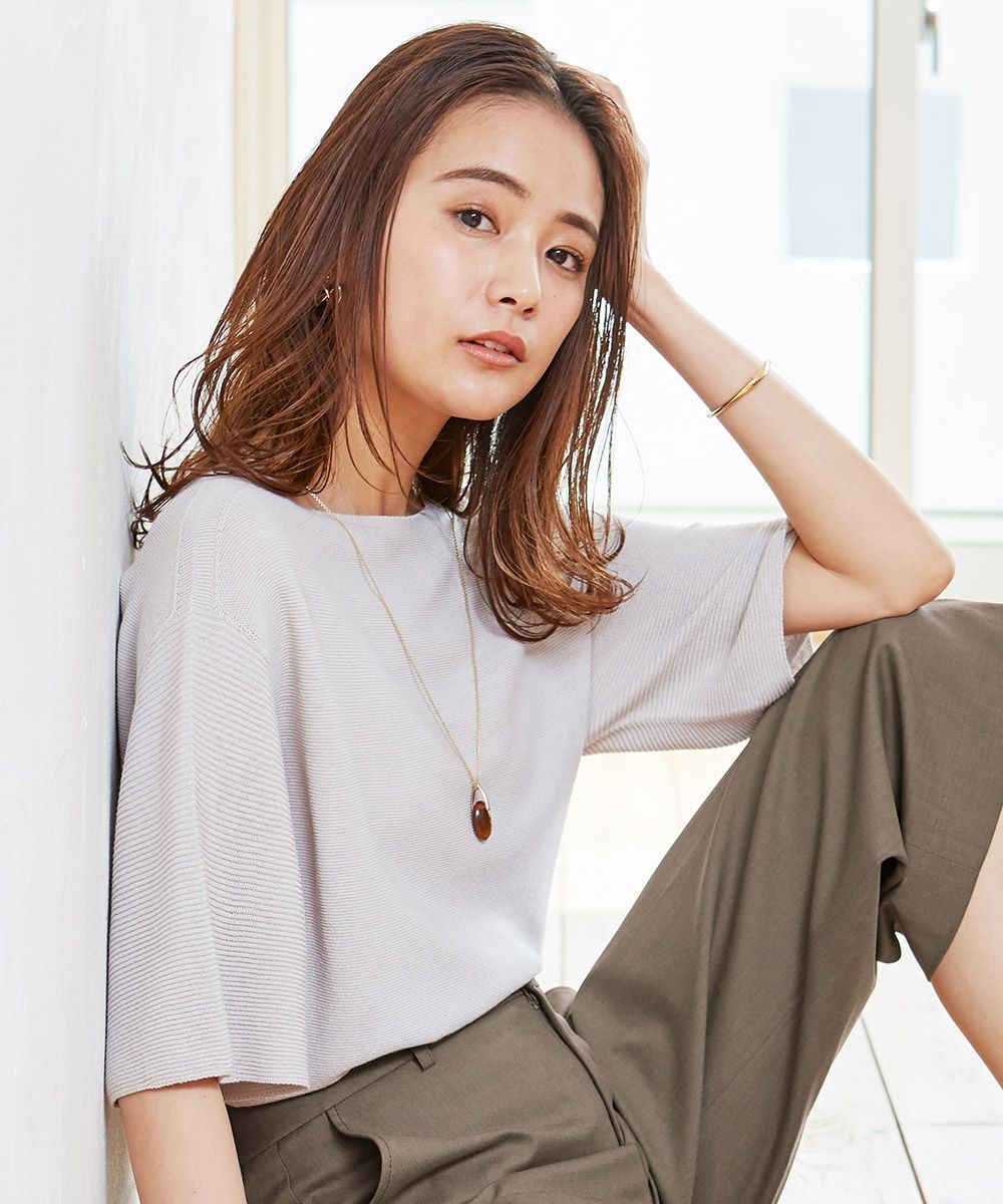 【オンワード】 J.PRESS LADIES L>トップス 【洗える】リネンミックスホールガーメント ニット ライトグレー T13 レディース 【送料無料】